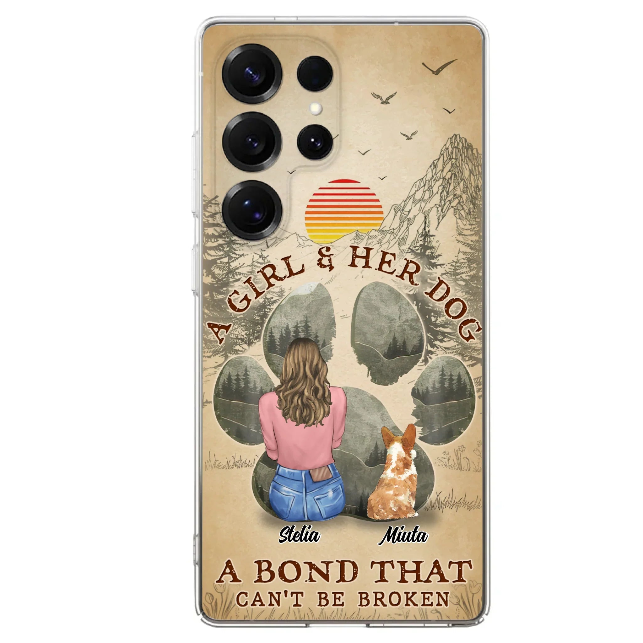 Custom Personalized Pet Mom Phone Case - Gifts For Pet Lovers With Upto 4 Pets - A Girl And Her Dog A Bond That Can't Be Broken - Case For iPhone & Samsung