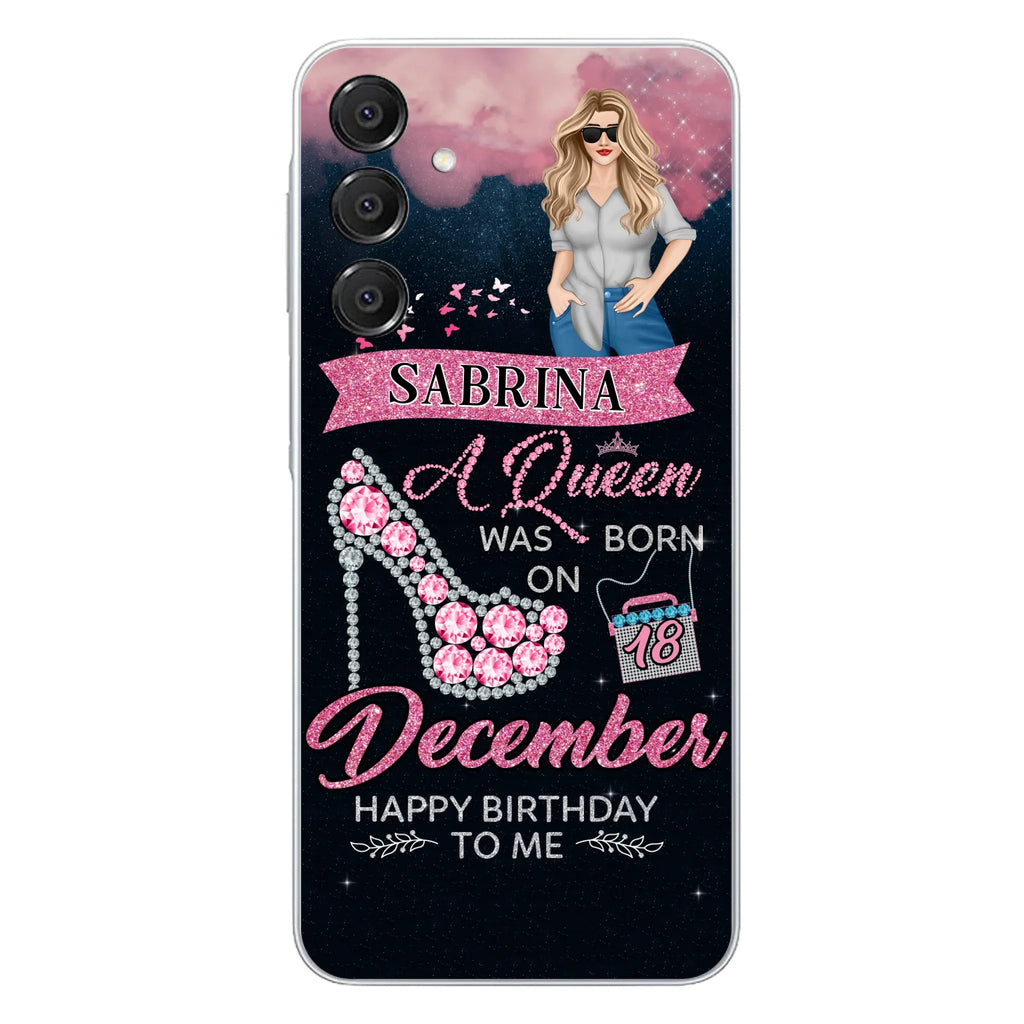 Custom Personalized Birthday Queen Phone Case - Gift Idea For Friends/Birthday - A Queen Was Born - Case for iPhone/Samsung