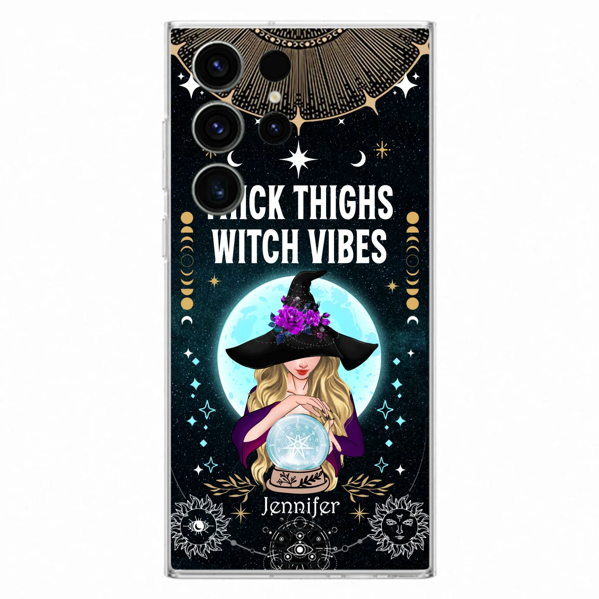 Custom Personalized Witch Phone Case - Best Gift Idea For Halloween - Thick Thighs Witch Vibes Witchy Wicca - Case For iPhone And Samsung