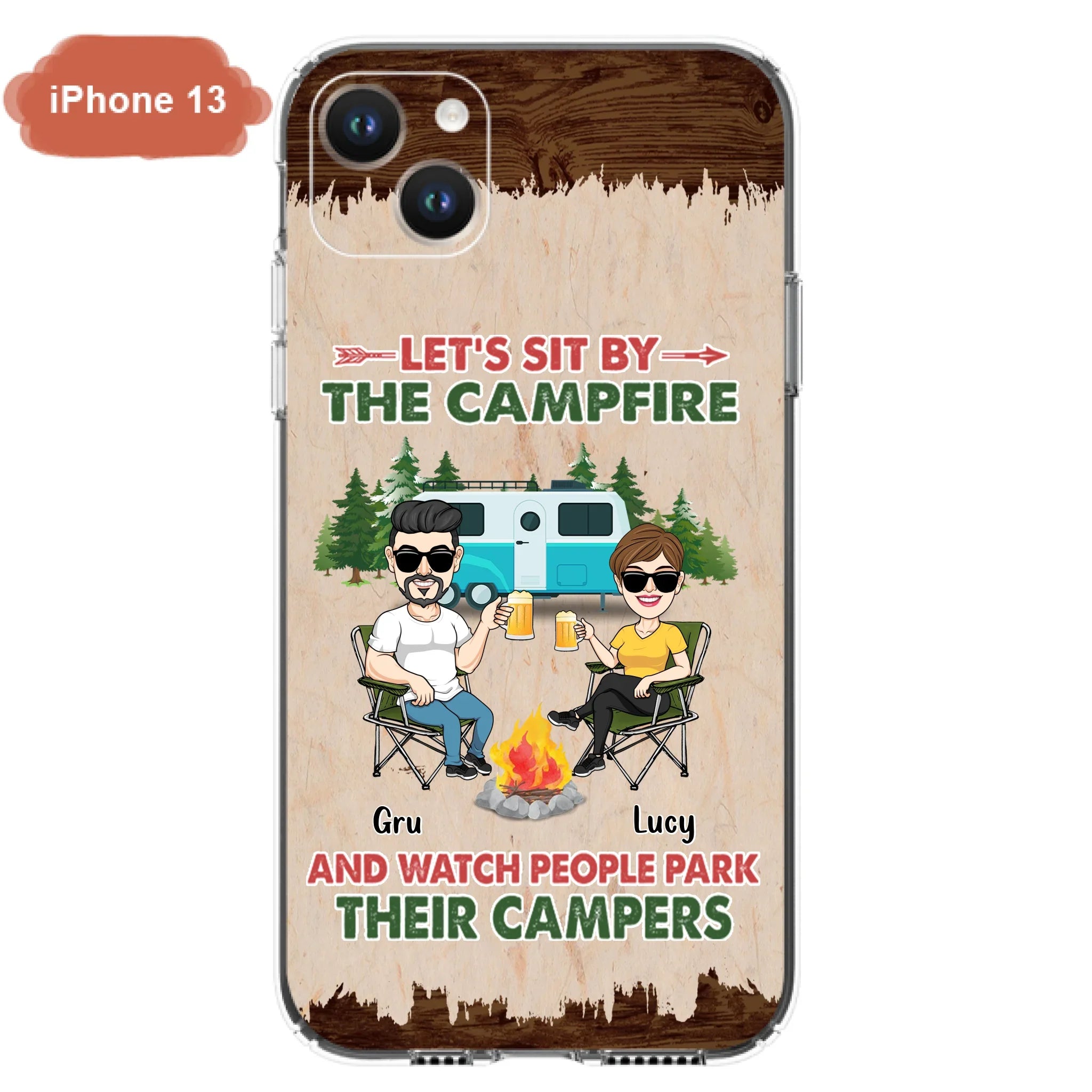 Custom Personalized Couple With Dogs Camping Phone Case - Couple With Up to 4 Dogs - Gift For Couple/ Camping/ Dog Lover - Let's Sit By The Campfire - Case For iPhone And Samsung