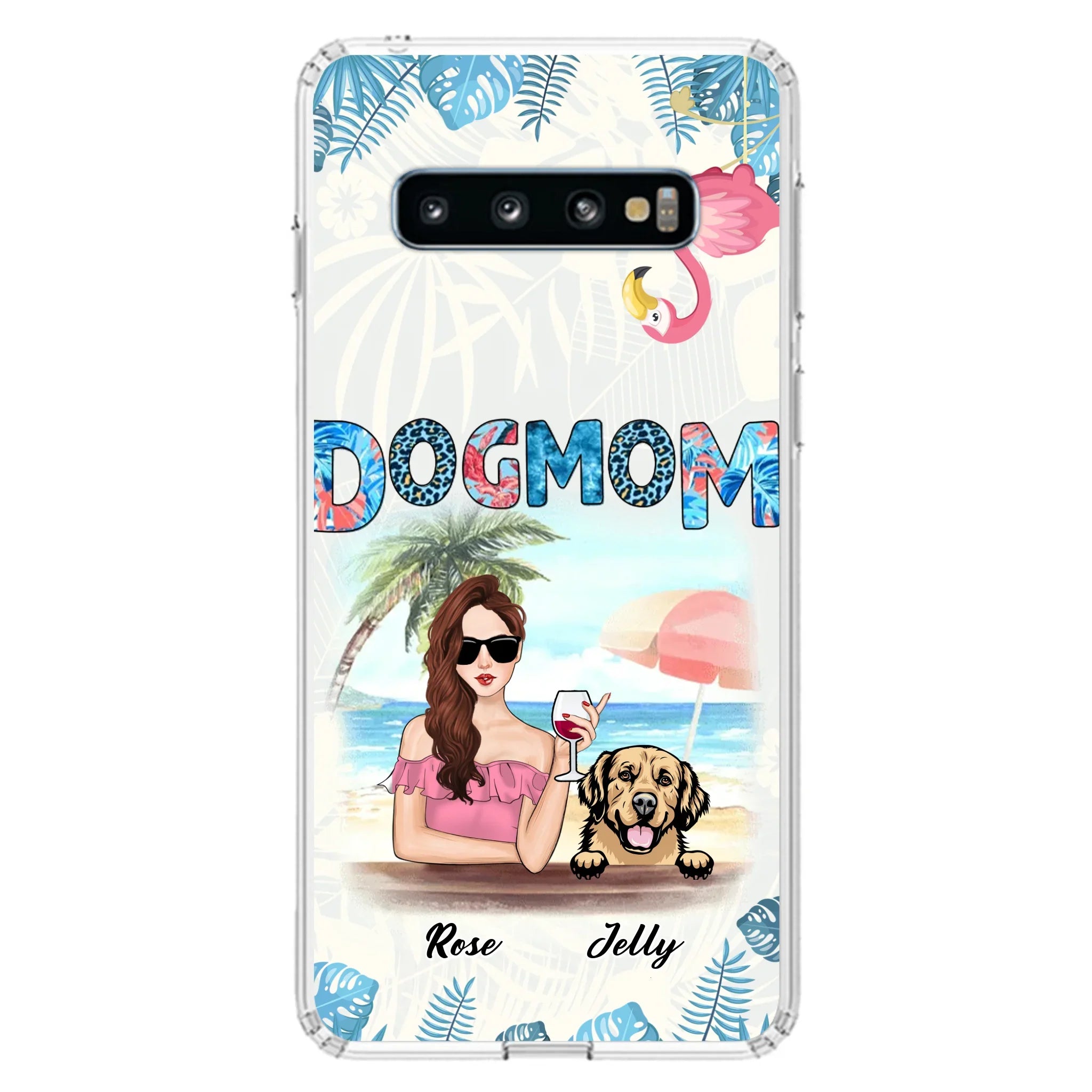 Custom Personalized Dog Mom Summer Patterned Phone Case - Upto 4 Dogs - Gift Idea For Dog Mom - Case For iPhone And Samsung