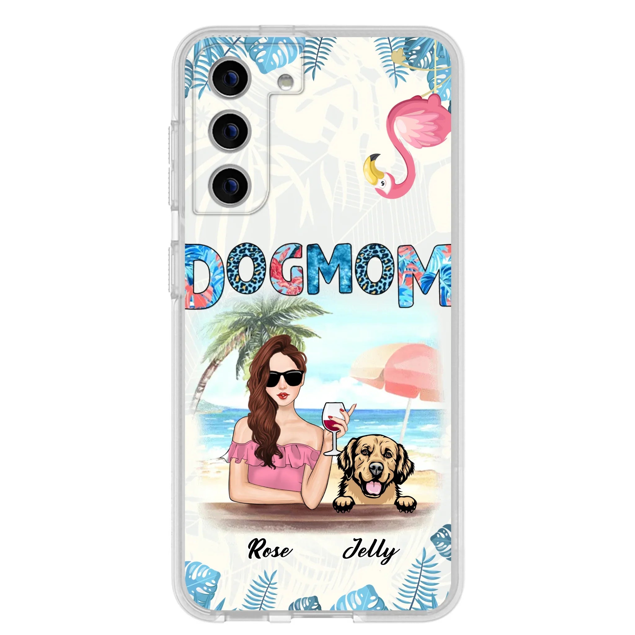 Custom Personalized Dog Mom Summer Patterned Phone Case - Upto 4 Dogs - Gift Idea For Dog Mom - Case For iPhone And Samsung