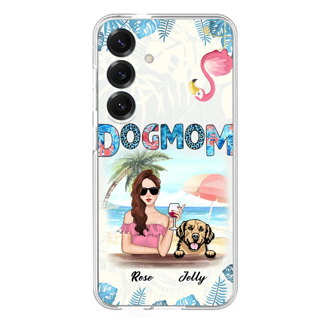 Custom Personalized Dog Mom Summer Patterned Phone Case - Upto 4 Dogs - Gift Idea For Dog Mom - Case For iPhone And Samsung