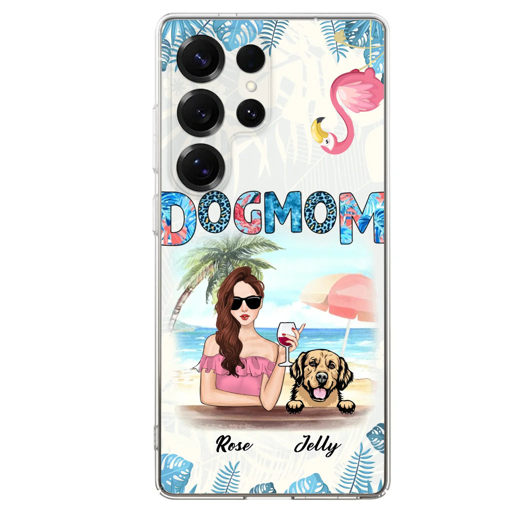 Custom Personalized Dog Mom Summer Patterned Phone Case - Upto 4 Dogs - Gift Idea For Dog Mom - Case For iPhone And Samsung