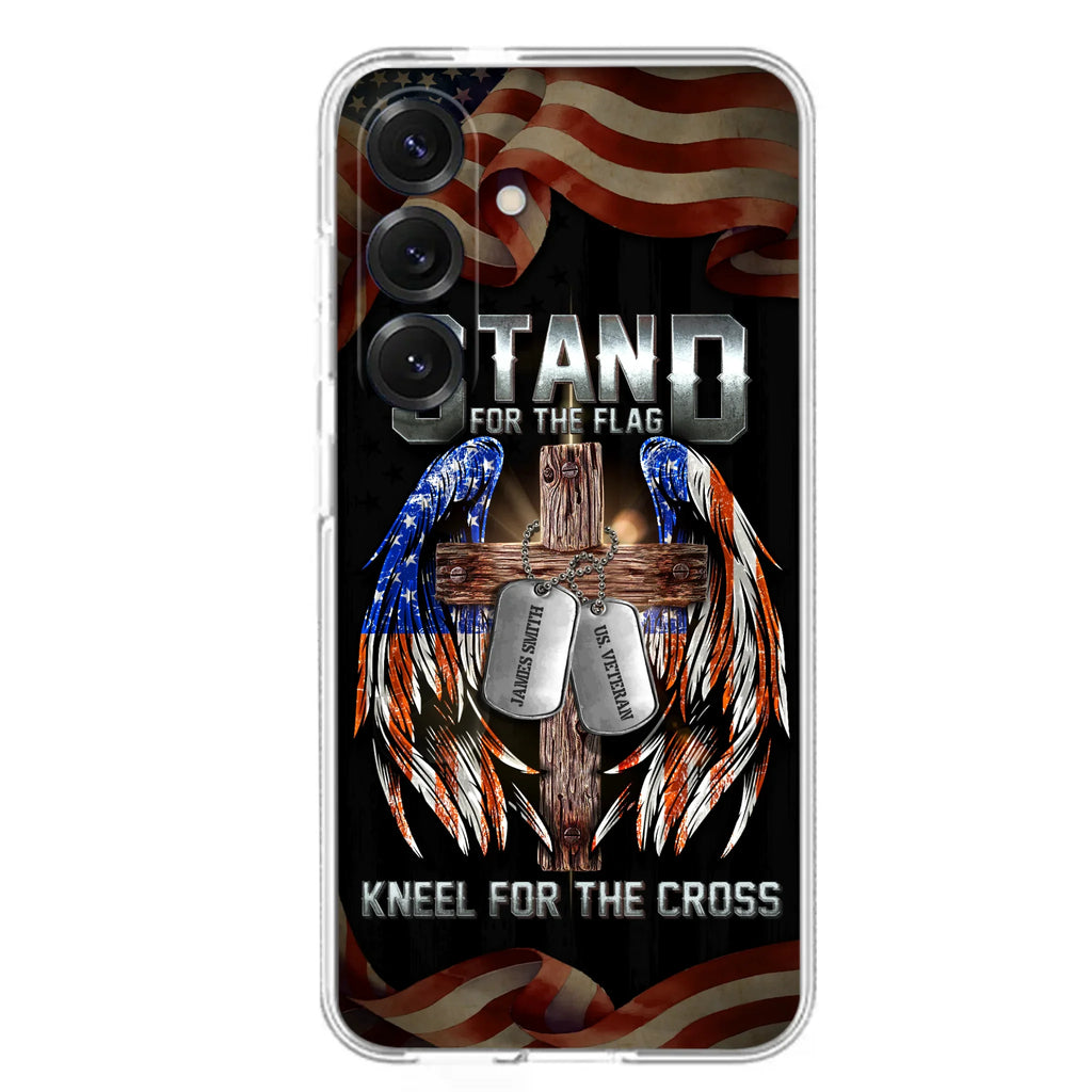 Custom Personalized U.S Veteran Phone Case - Gift Idea for Father/Veteran/ Independence Day - Stand For The Flag Kneel For The Cross - Case For iPhone And Samsung