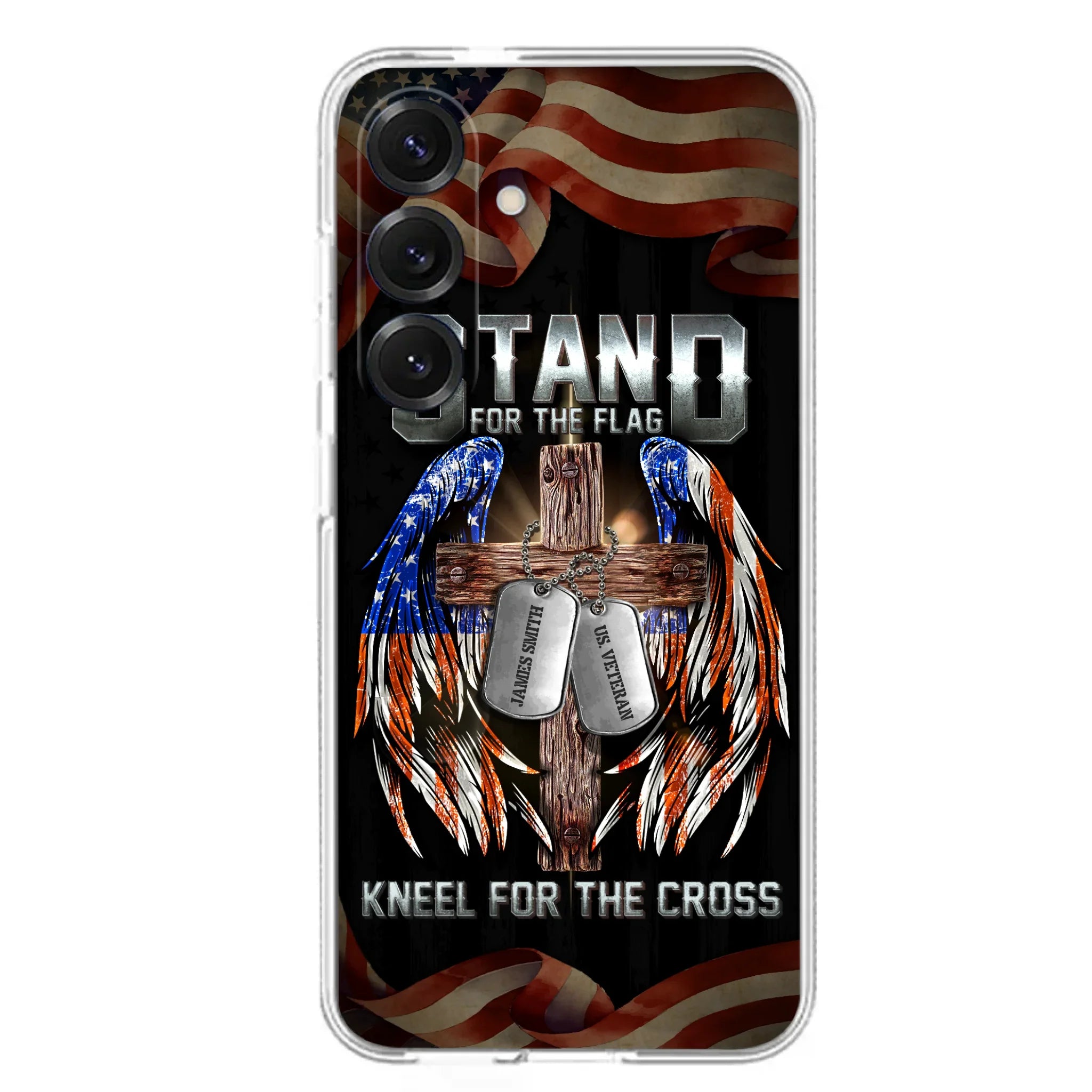 Custom Personalized U.S Veteran Phone Case - Gift Idea for Father/Veteran/ Independence Day - Stand For The Flag Kneel For The Cross - Case For iPhone And Samsung