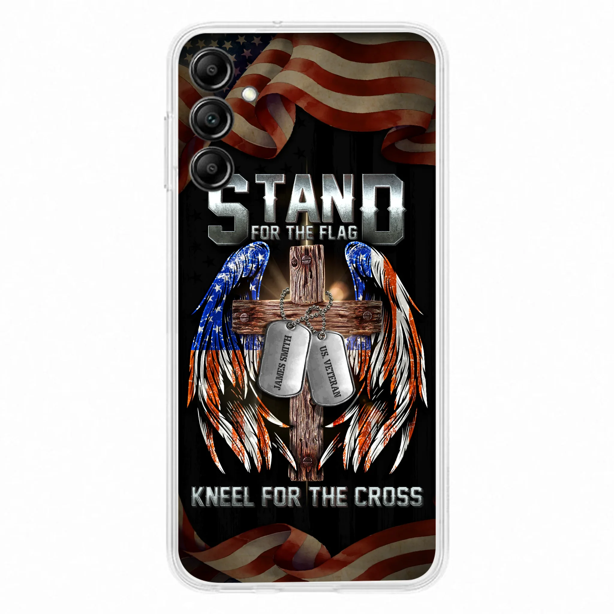 Custom Personalized U.S Veteran Phone Case - Gift Idea for Father/Veteran/ Independence Day - Stand For The Flag Kneel For The Cross - Case For iPhone And Samsung