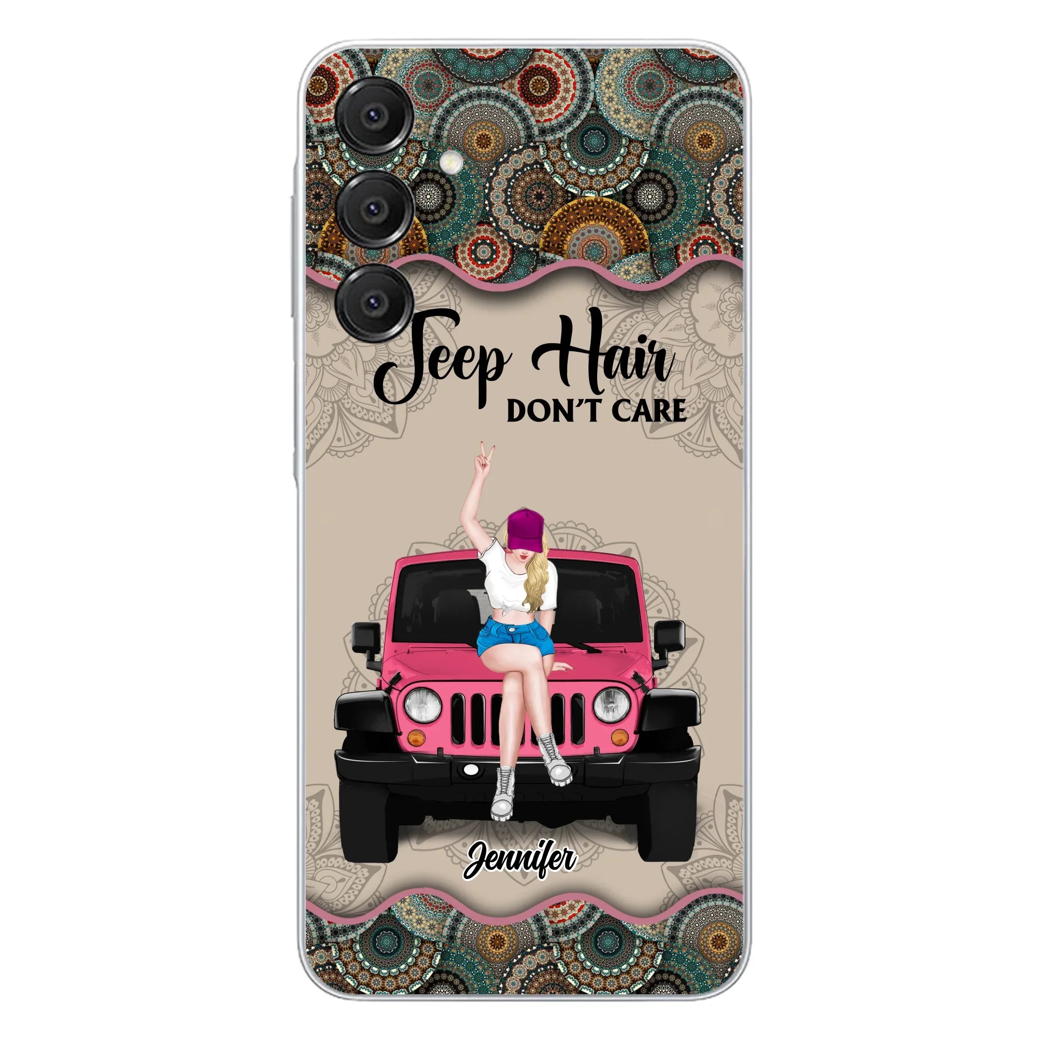Custom Personalized Off-road Girl Phone Case - Upto 4 Dogs - Gift Idea For Dog/Off-road Lovers - Case for iPhone/Samsung