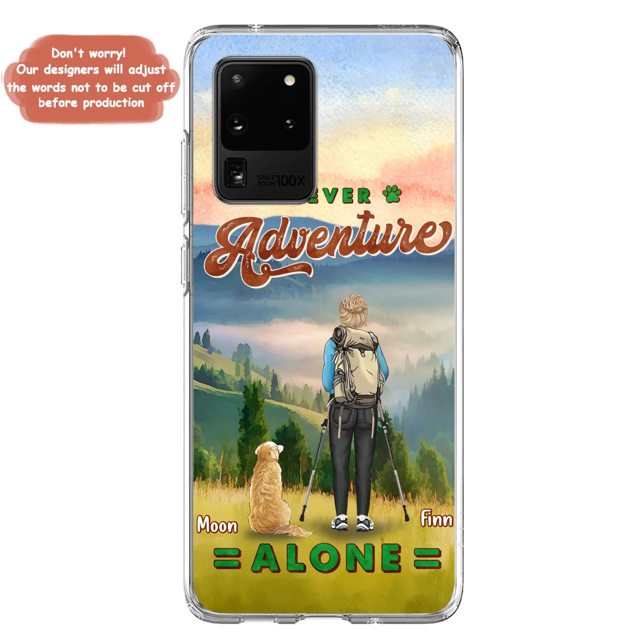 Custom Personalized Solo Hiking With Dogs Phone Case - Woman/Man With Upto 4 Dogs - Gift Idea For Hiking Lovers - Cases For iPhone and Samsung