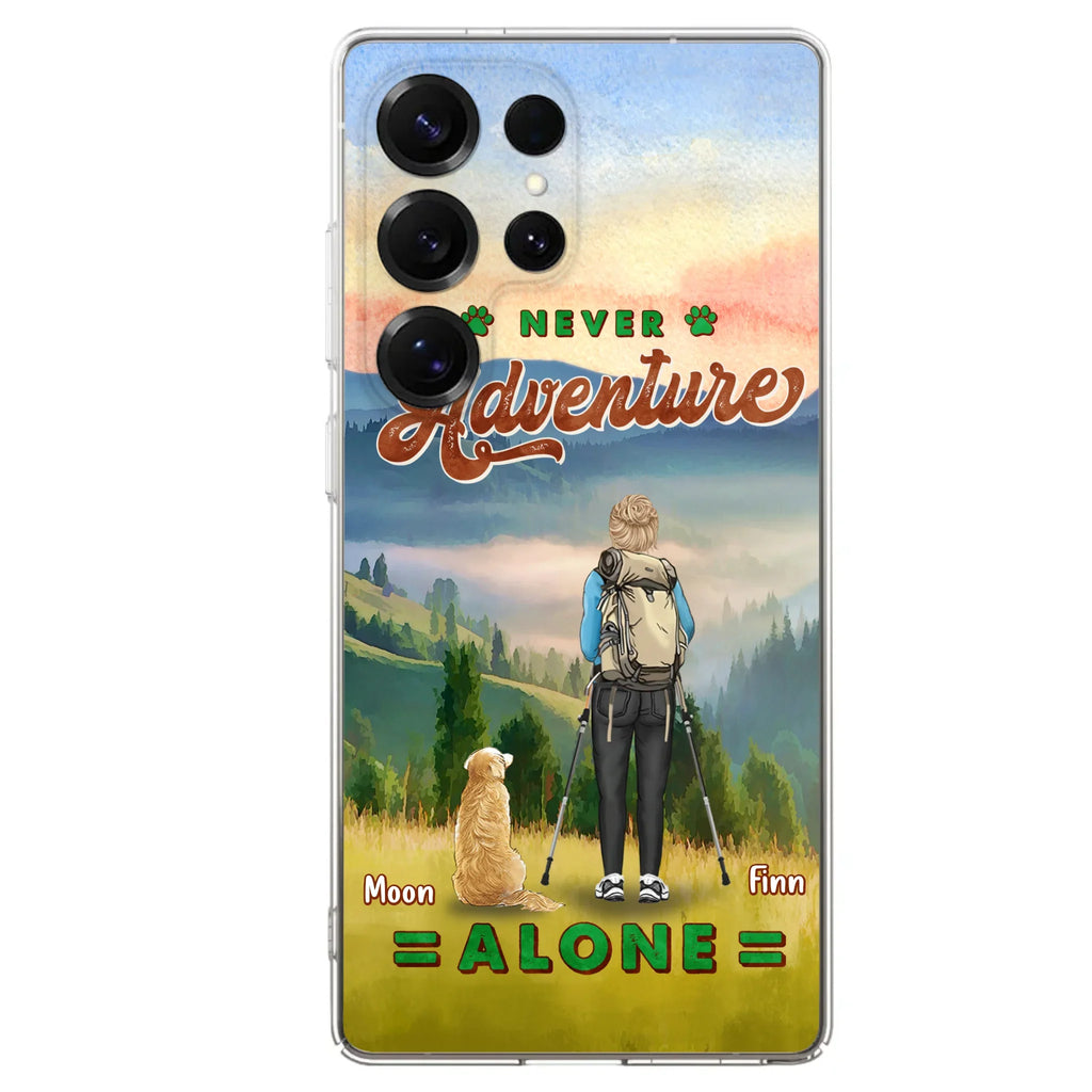 Custom Personalized Solo Hiking With Dogs Phone Case - Woman/Man With Upto 4 Dogs - Gift Idea For Hiking Lovers - Cases For iPhone and Samsung