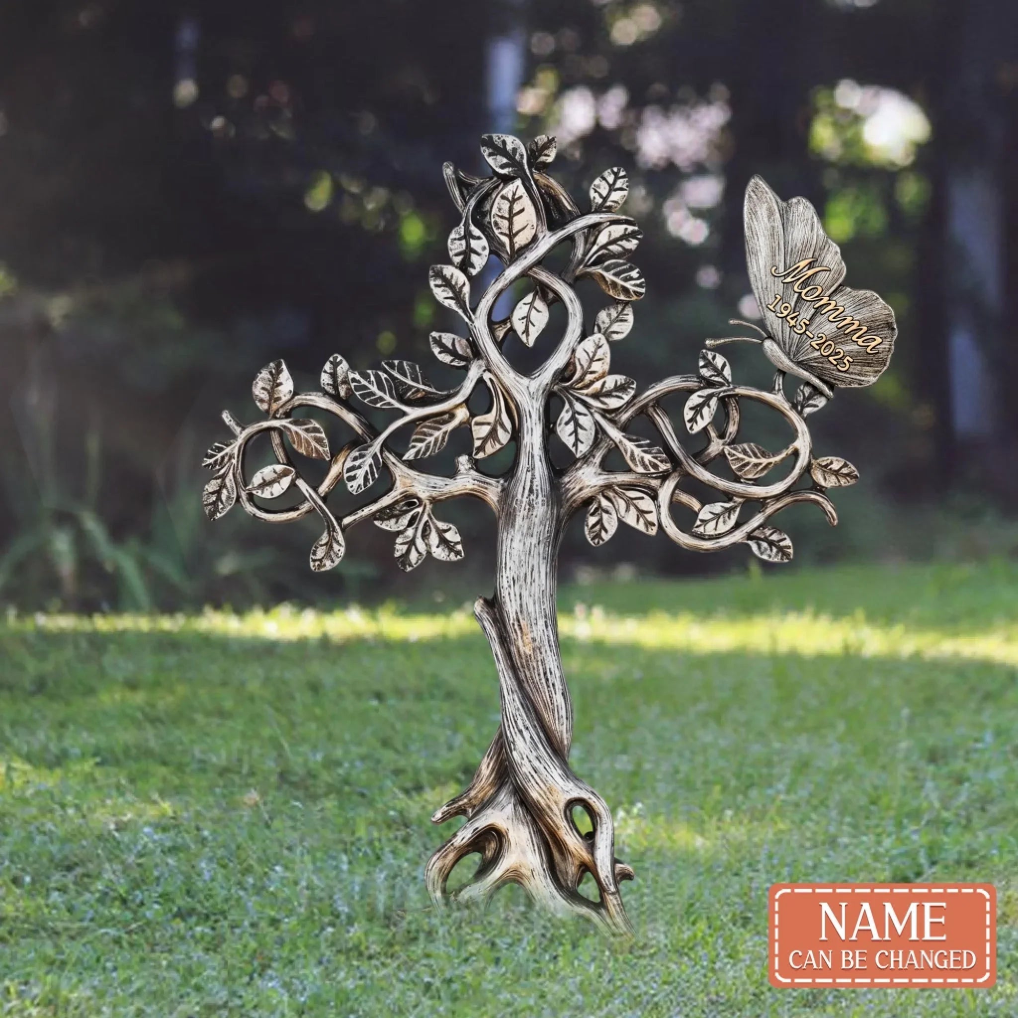 Custom Personalized Vintage Memorial Cross Butterfly Metal Sign - Memorial Gift Idea