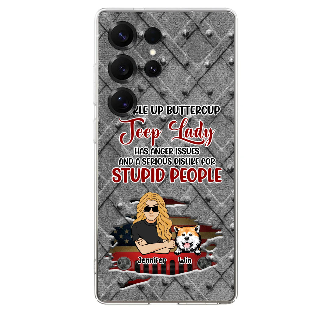 Custom Personalized Off-road Dog Lady Phone Case - Up to 4 Dogs - Gift Idea For Dogs Lover - Off-road Lady Has Anger Issues And A Serious Dislike - Case For iPhone And Samsung