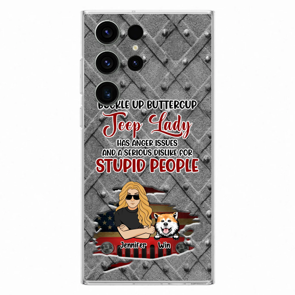 Custom Personalized Off-road Dog Lady Phone Case - Up to 4 Dogs - Gift Idea For Dogs Lover - Off-road Lady Has Anger Issues And A Serious Dislike - Case For iPhone And Samsung