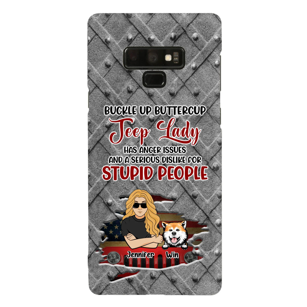 Custom Personalized Off-road Dog Lady Phone Case - Up to 4 Dogs - Gift Idea For Dogs Lover - Off-road Lady Has Anger Issues And A Serious Dislike - Case For iPhone And Samsung