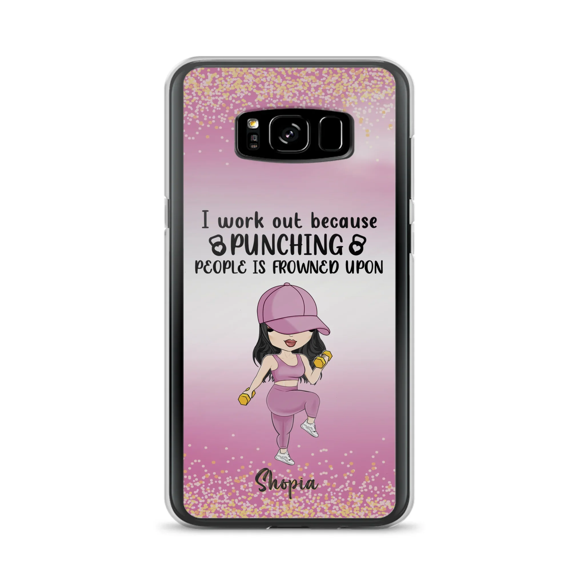 Custom Personalized Gym Girl Chibi Phone Case - Gift Idea For Gym Lovers - I Worked Out Because Punching People Is Frowned Upon - Cases For iPhone And Samsung