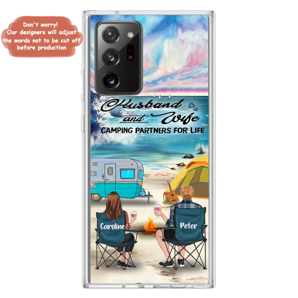 Custom Personalized Beach Camping Phone Case - Couple/ Parents With Upto 3 Kids And 3 Pets - Gift Idea For Camping Lover - Case For iPhone And Samsung