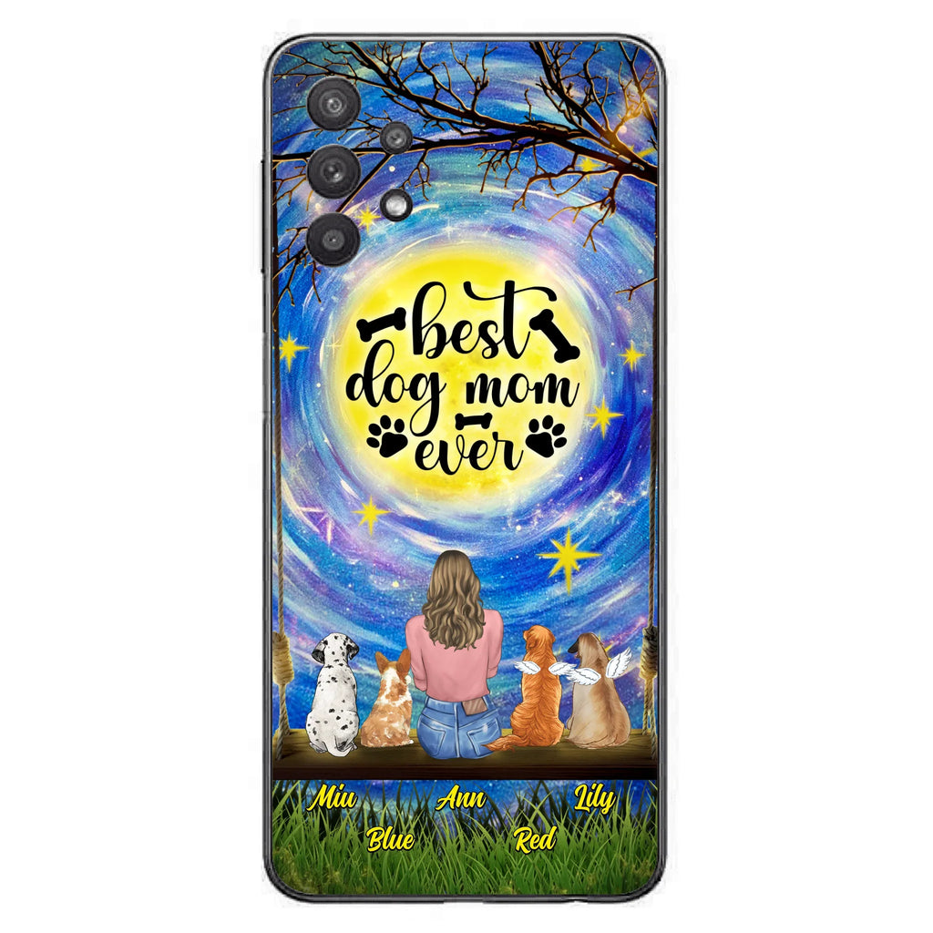 Custom Personalized Dog Mom Phone Case - Upto 4 Dogs - Gift Idea For Dog Lovers - I Love You To the Moon And Back - Case For iPhone/Samsung
