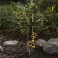 Personalized Memorial Cat Cross Line Art Metal Sign - Memorial Gift Idea For Cat Lover