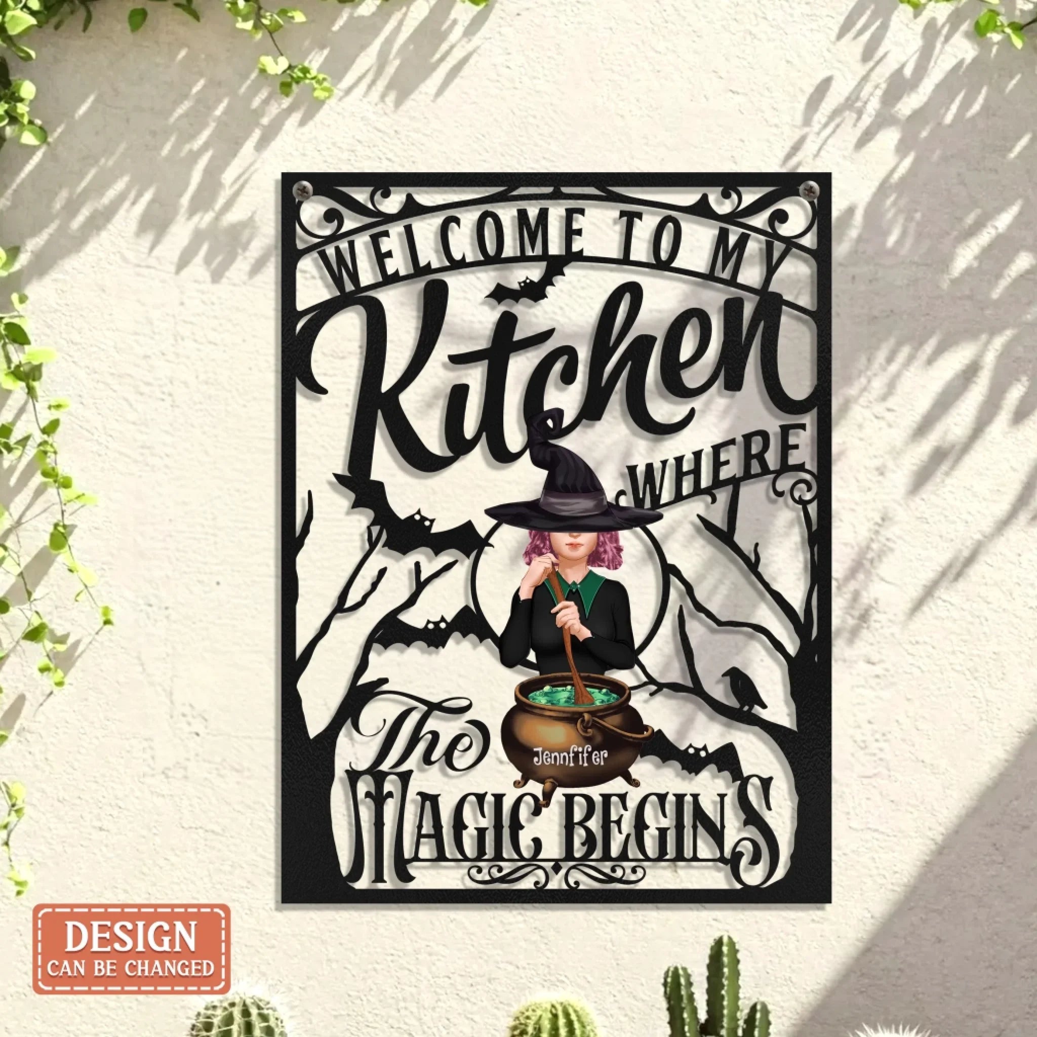 Personalized Witch Kitchen Metal Sign - Gift Idea For Witch Lover - Welcome To My Kitchen Where The Magic Begins