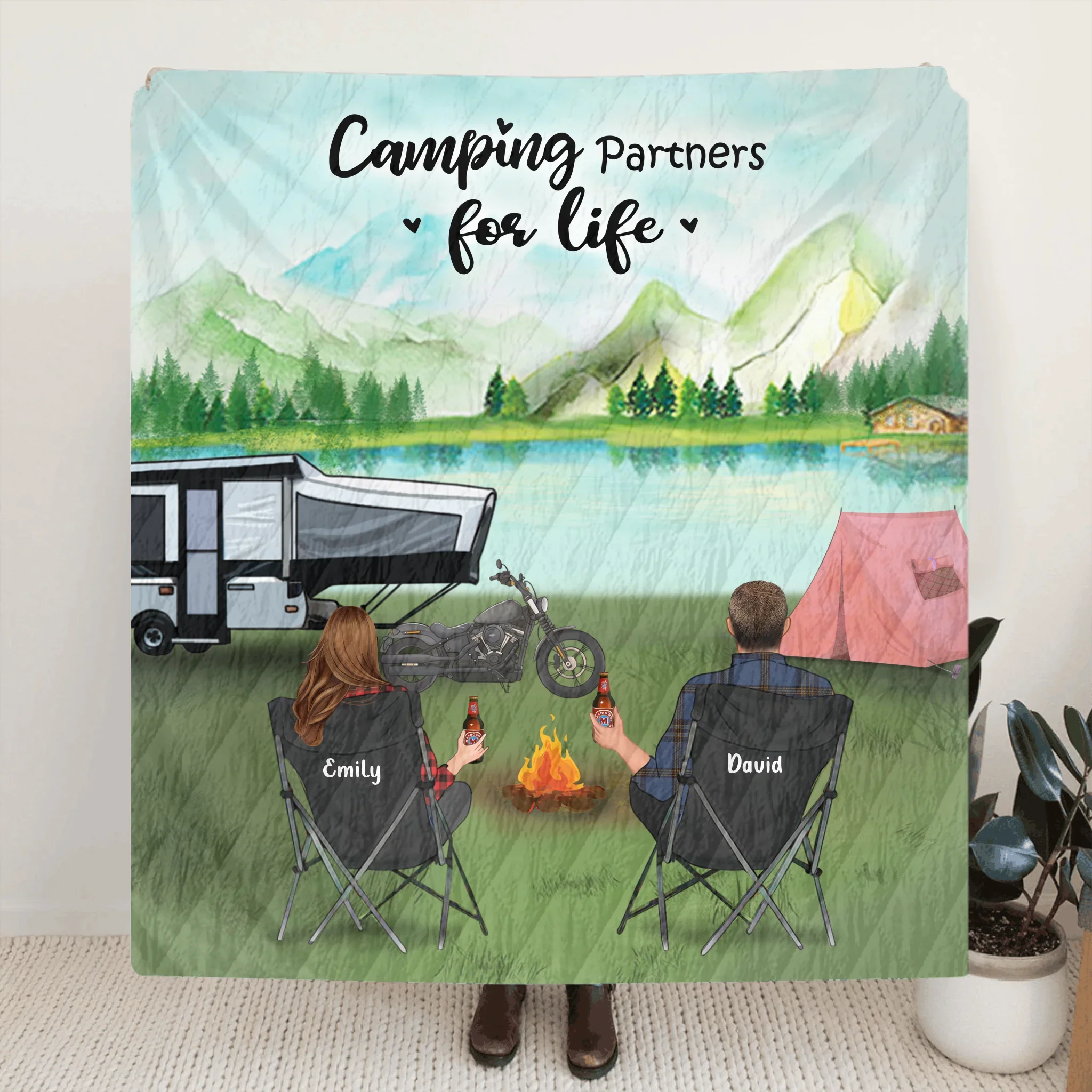 Personalized Camping Blanket Gift For Whole Family, Camping Lovers - Camping Partners For Life - Full Options - 3KFOG2