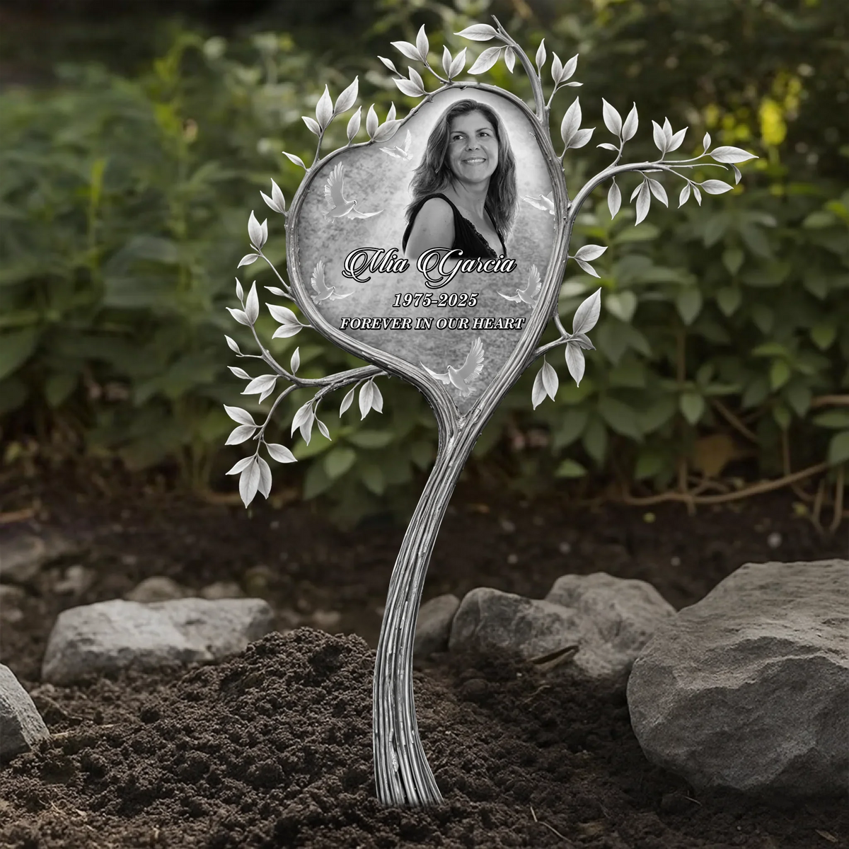 Custom Personalized Memorial  Heart Shape Tree Metal Sign - Memorial Gift Idea - Upload Photo