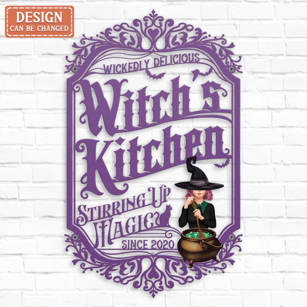 Personalized Witch Kitchen Metal Sign - Gift Idea For Witch Lover - Wickedly Delicious
