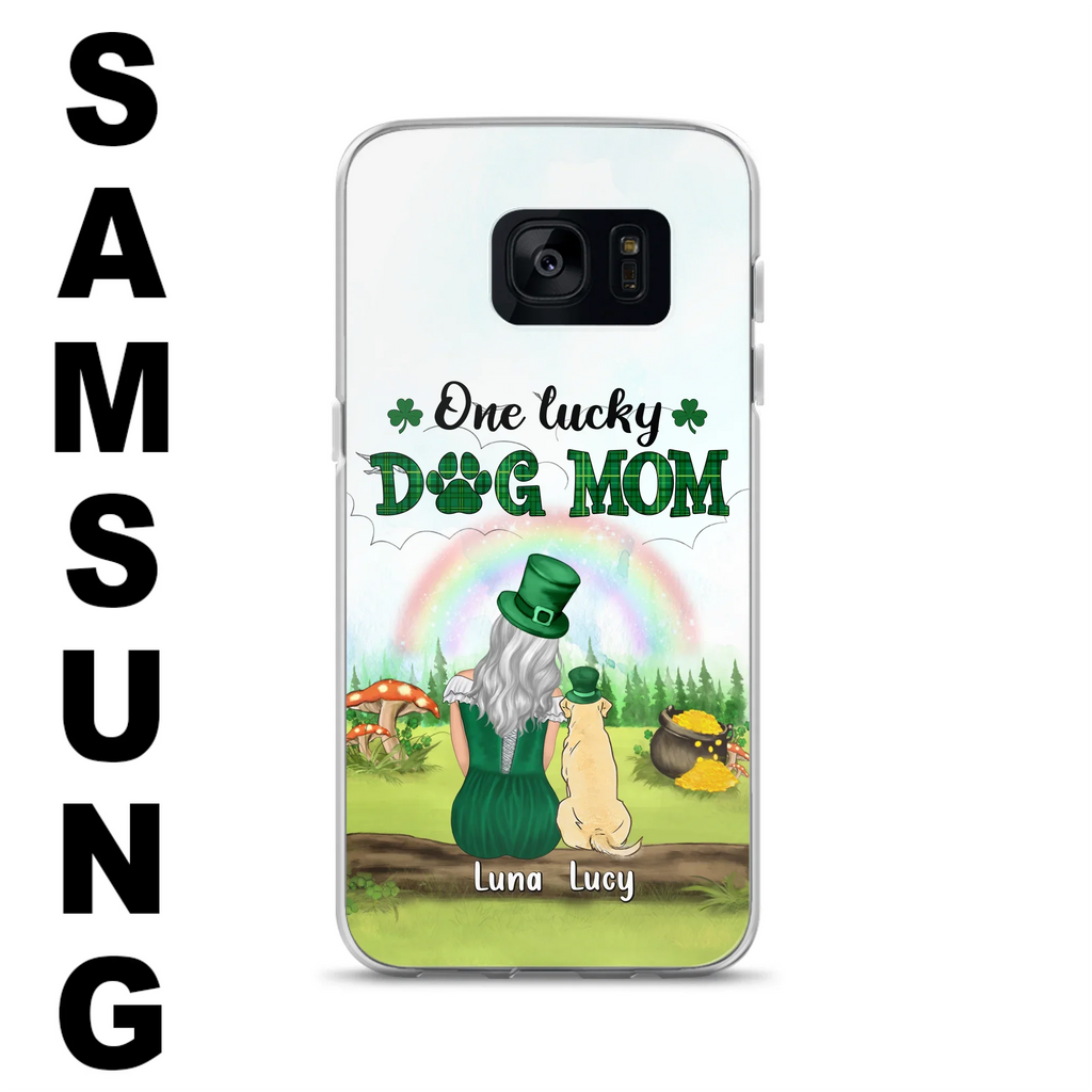 Custom Personalized Dog Mom Phone Case - Upto 4 Dogs - St. Patrick's Day Gift Idea For Dog Lover - Case For iPhone/Samsung