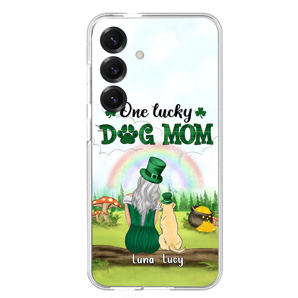 Custom Personalized Dog Mom Phone Case - Upto 4 Dogs - St. Patrick's Day Gift Idea For Dog Lover - Case For iPhone/Samsung