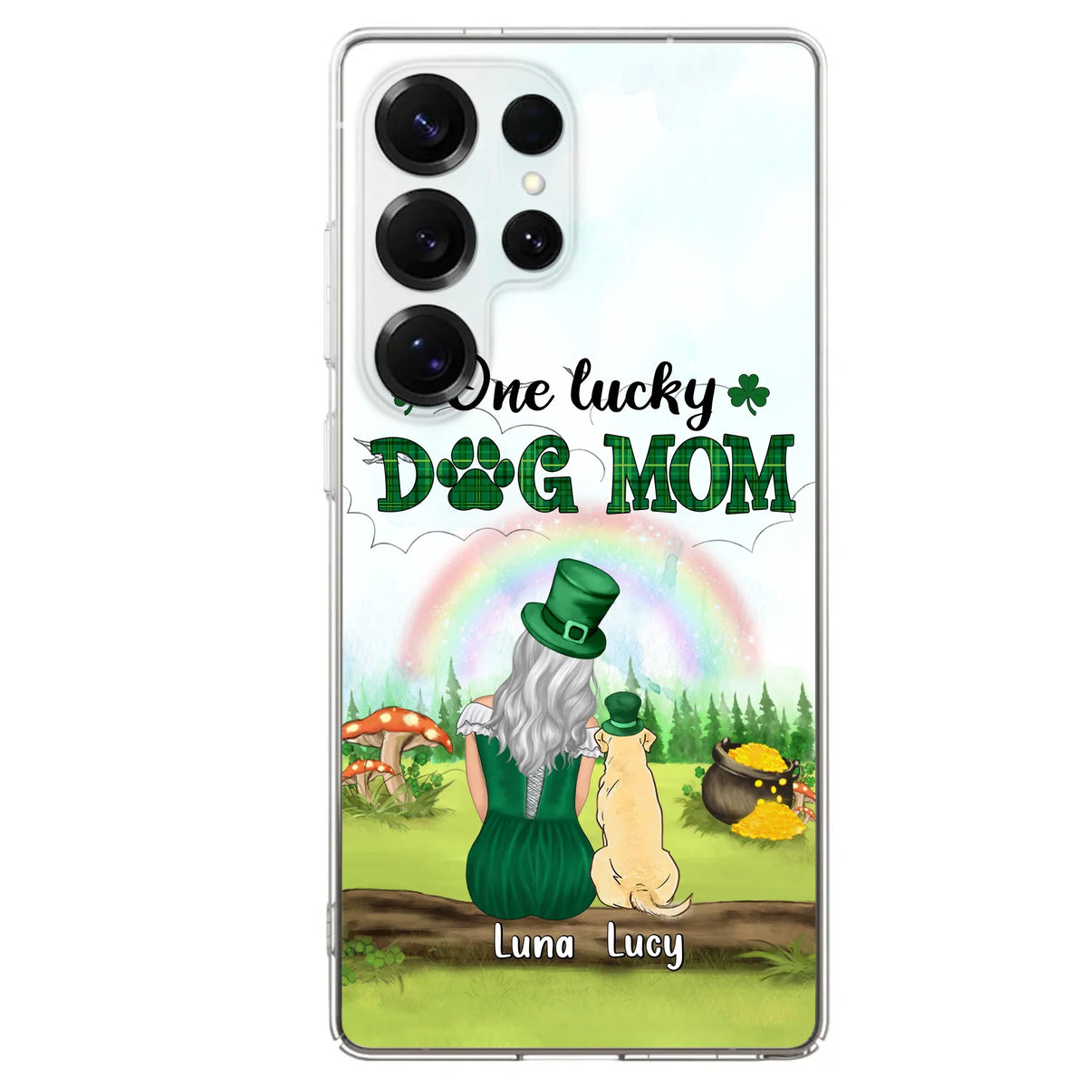Custom Personalized Dog Mom Phone Case - Upto 4 Dogs - St. Patrick's Day Gift Idea For Dog Lover - Case For iPhone/Samsung