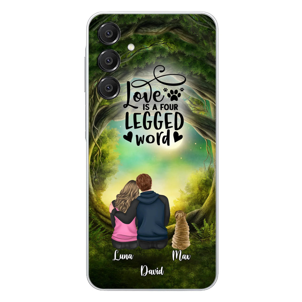 Custom Personalized Couple And Dogs Phone Case - Couple With Upto 5 Dogs - Gift Idea For Couple/Dog Lover - Case For iPhone And Samsung
