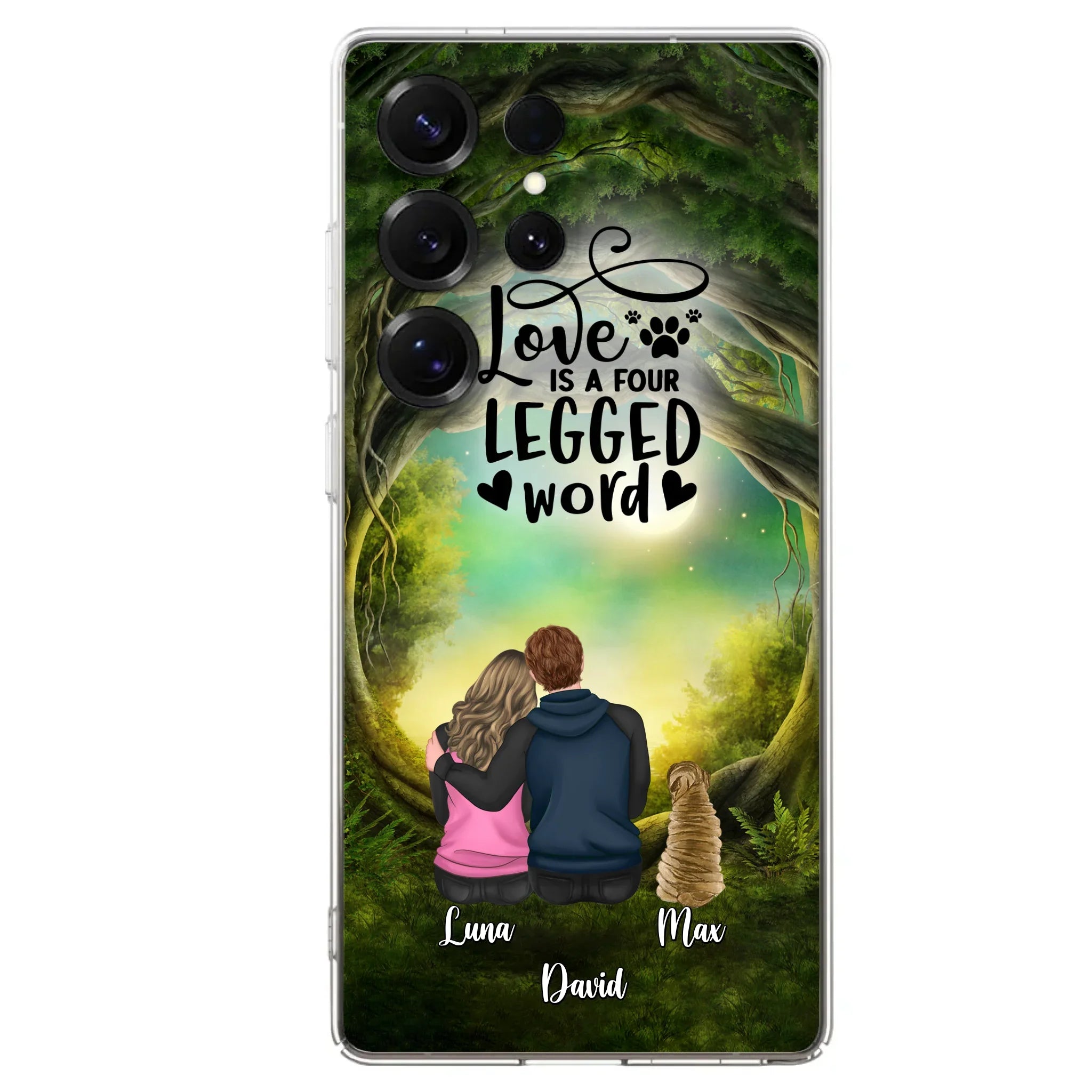 Custom Personalized Couple And Dogs Phone Case - Couple With Upto 5 Dogs - Gift Idea For Couple/Dog Lover - Case For iPhone And Samsung