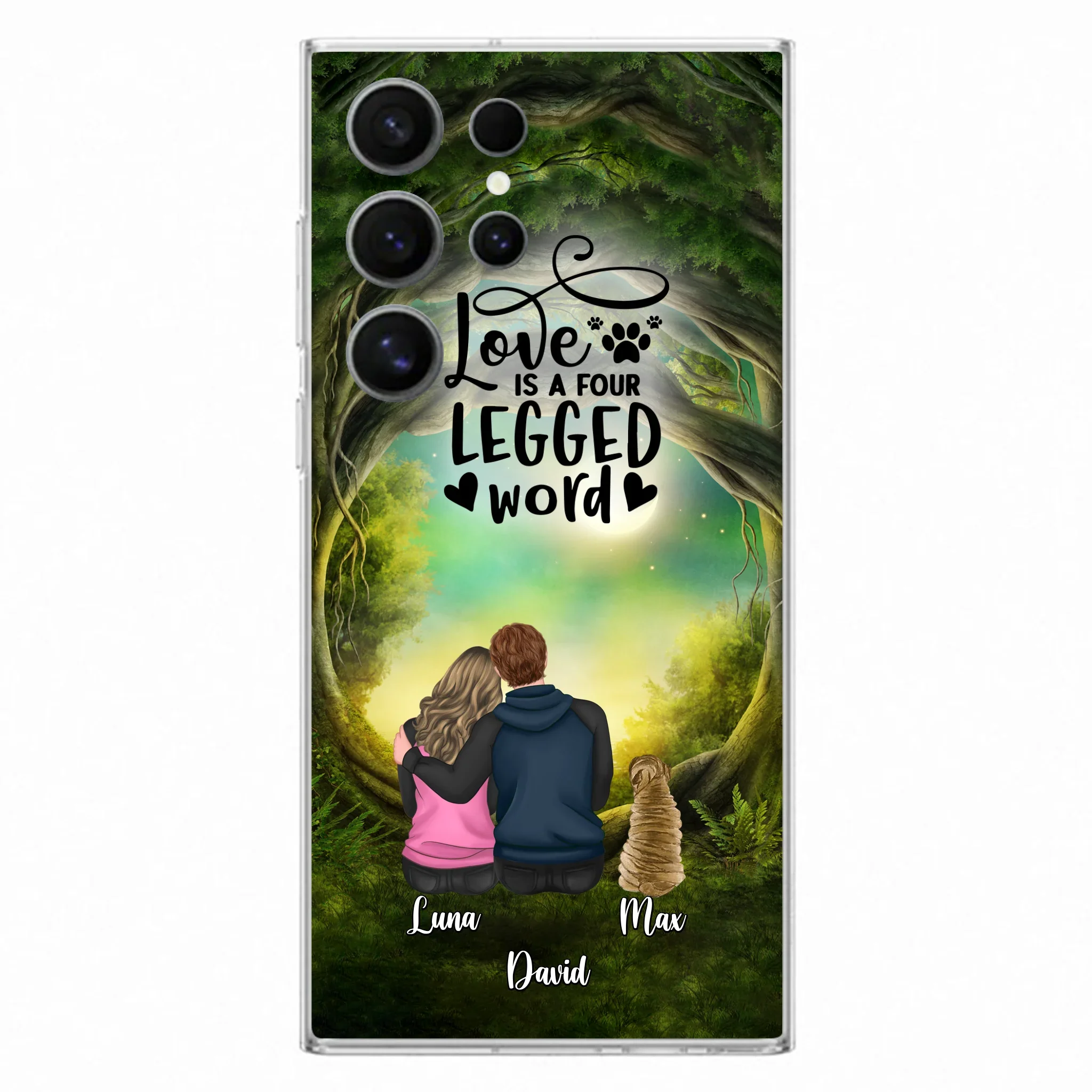 Custom Personalized Couple And Dogs Phone Case - Couple With Upto 5 Dogs - Gift Idea For Couple/Dog Lover - Case For iPhone And Samsung