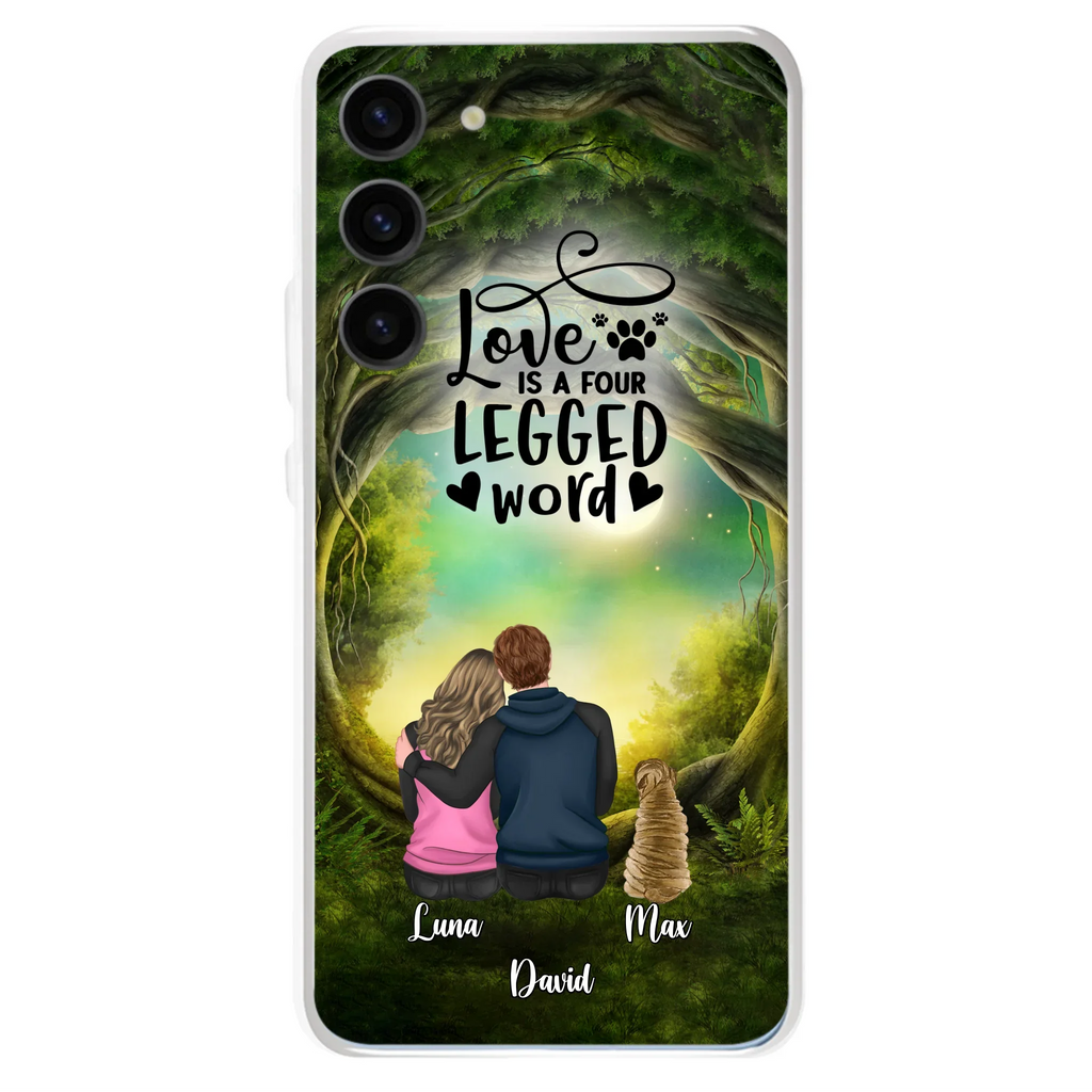Custom Personalized Couple And Dogs Phone Case - Couple With Upto 5 Dogs - Gift Idea For Couple/Dog Lover - Case For iPhone And Samsung