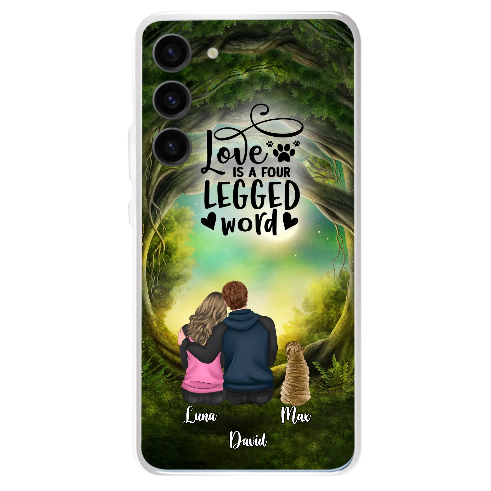 Custom Personalized Couple And Dogs Phone Case - Couple With Upto 5 Dogs - Gift Idea For Couple/Dog Lover - Case For iPhone And Samsung