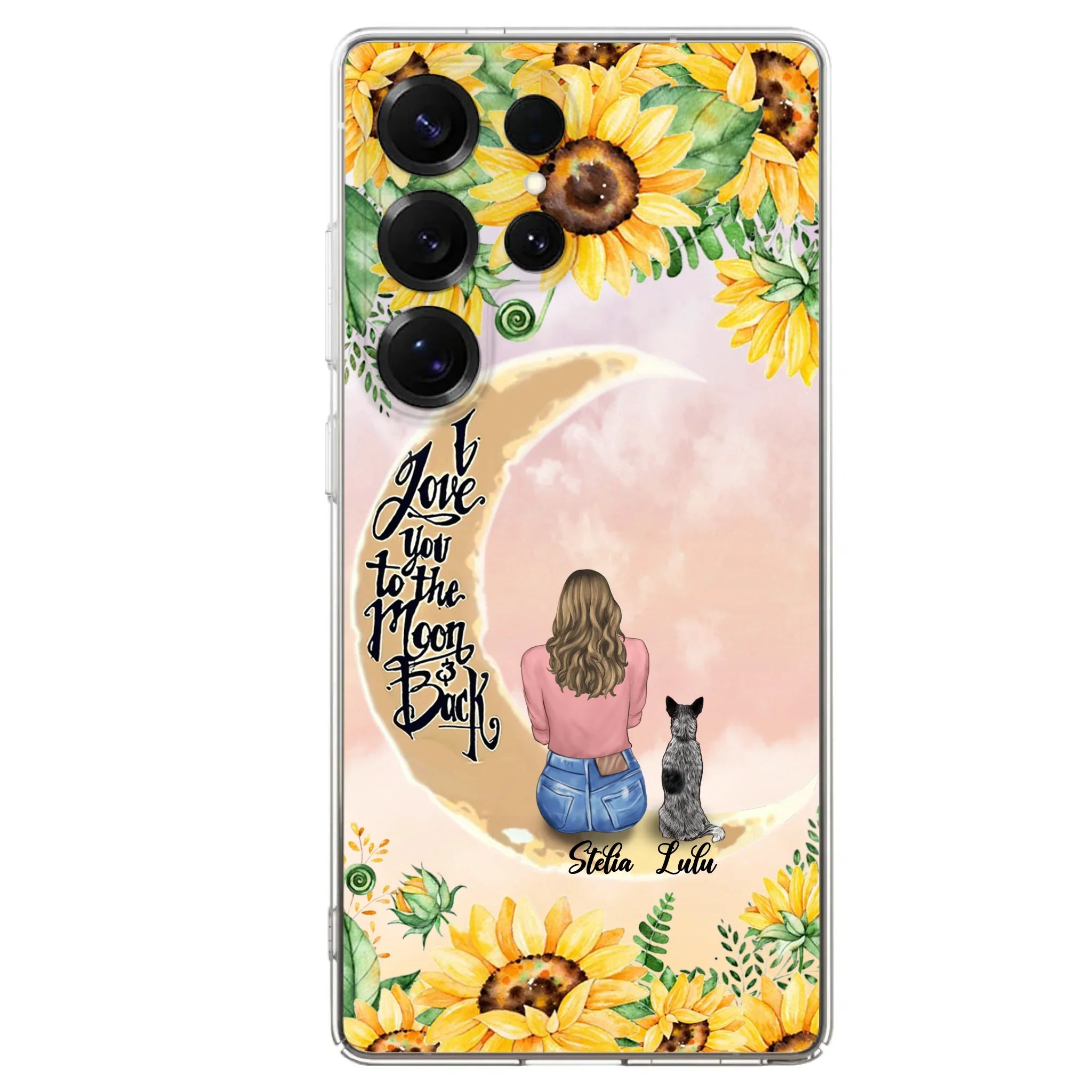 Custom Phone Case For Dog Lovers - Best Gift With Personalized Dogs - I Love You To The Moon and Back