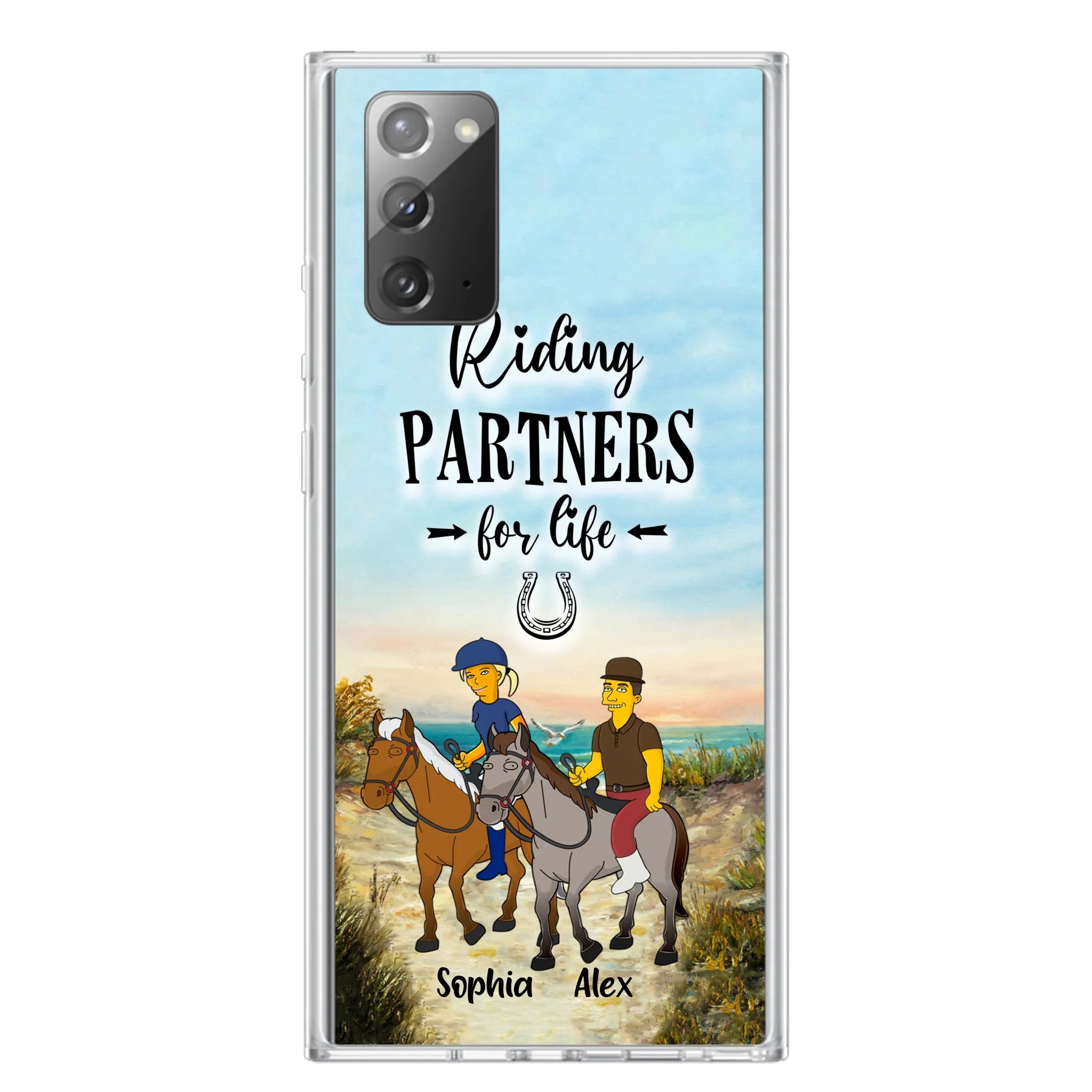 Custom Personalized Horseback Riding Cartoon Portrait From Photo Phone Case - Gift Idea For Couple/ Riding Lover - Case For iPhone And Samsung