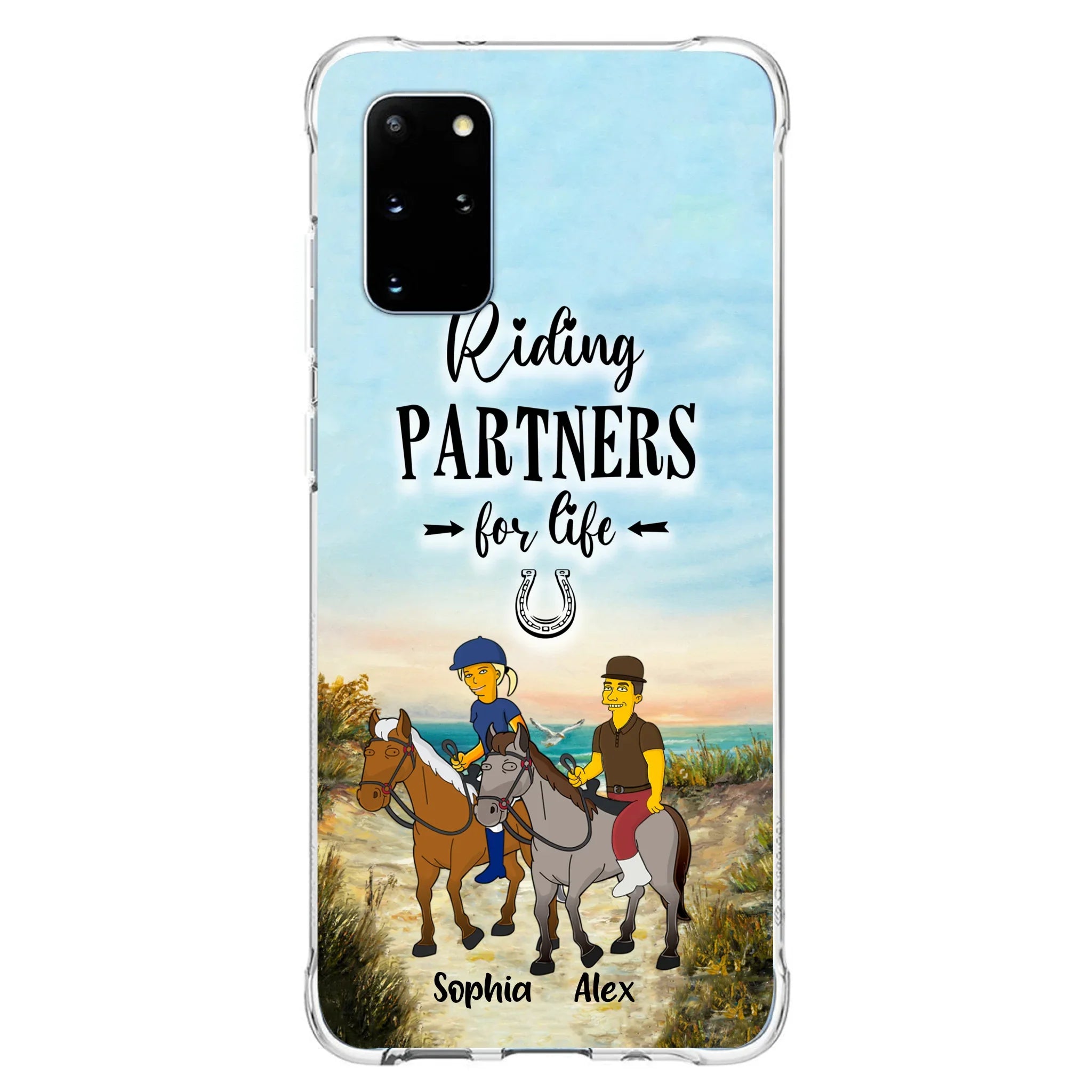Custom Personalized Horseback Riding Cartoon Portrait From Photo Phone Case - Gift Idea For Couple/ Riding Lover - Case For iPhone And Samsung