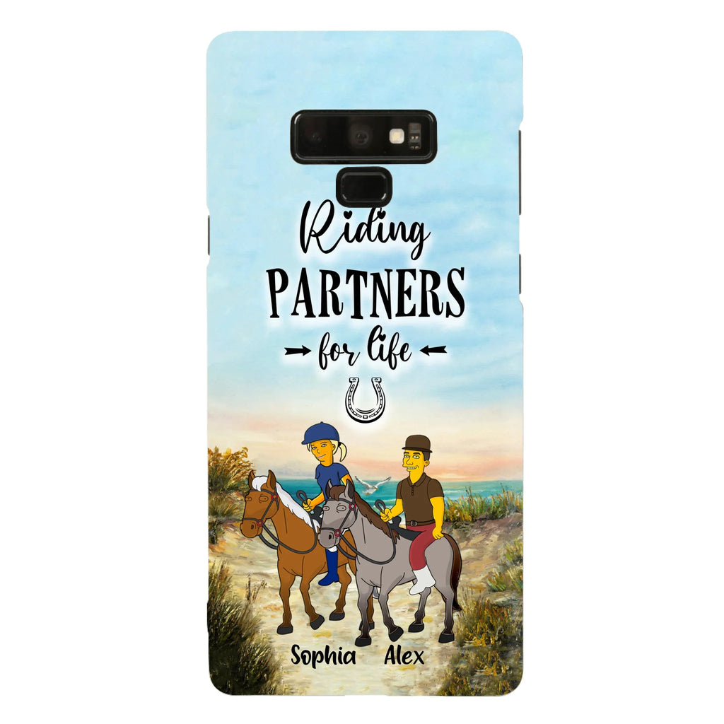 Custom Personalized Horseback Riding Cartoon Portrait From Photo Phone Case - Gift Idea For Couple/ Riding Lover - Case For iPhone And Samsung