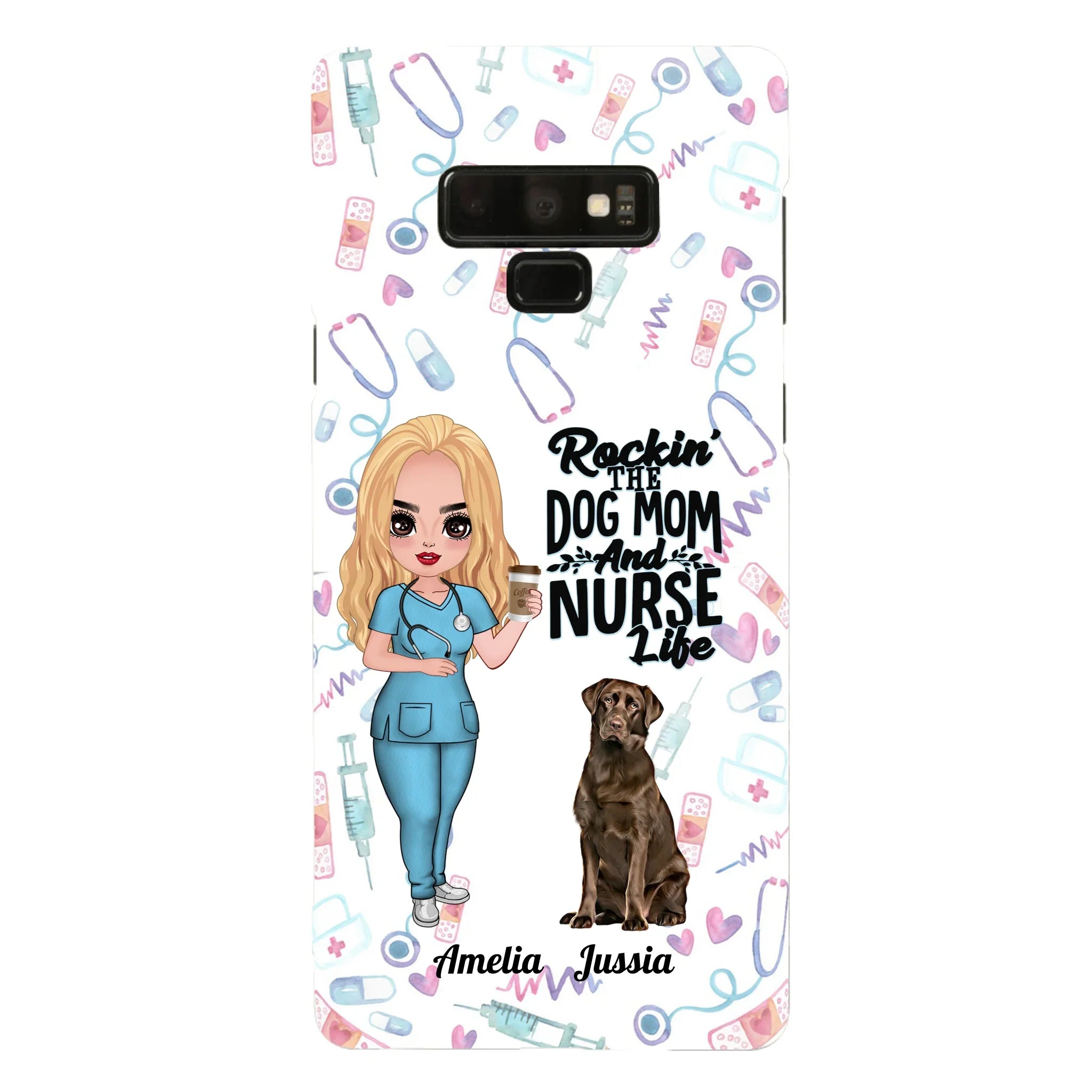 Custom Personalized Nurse Dog Mom Phone Case - Upto 5 Dogs - Gift Idea For Dog Lover - Rockin' The Dog Mom And Nurse Life - Case For iPhone And Samsung