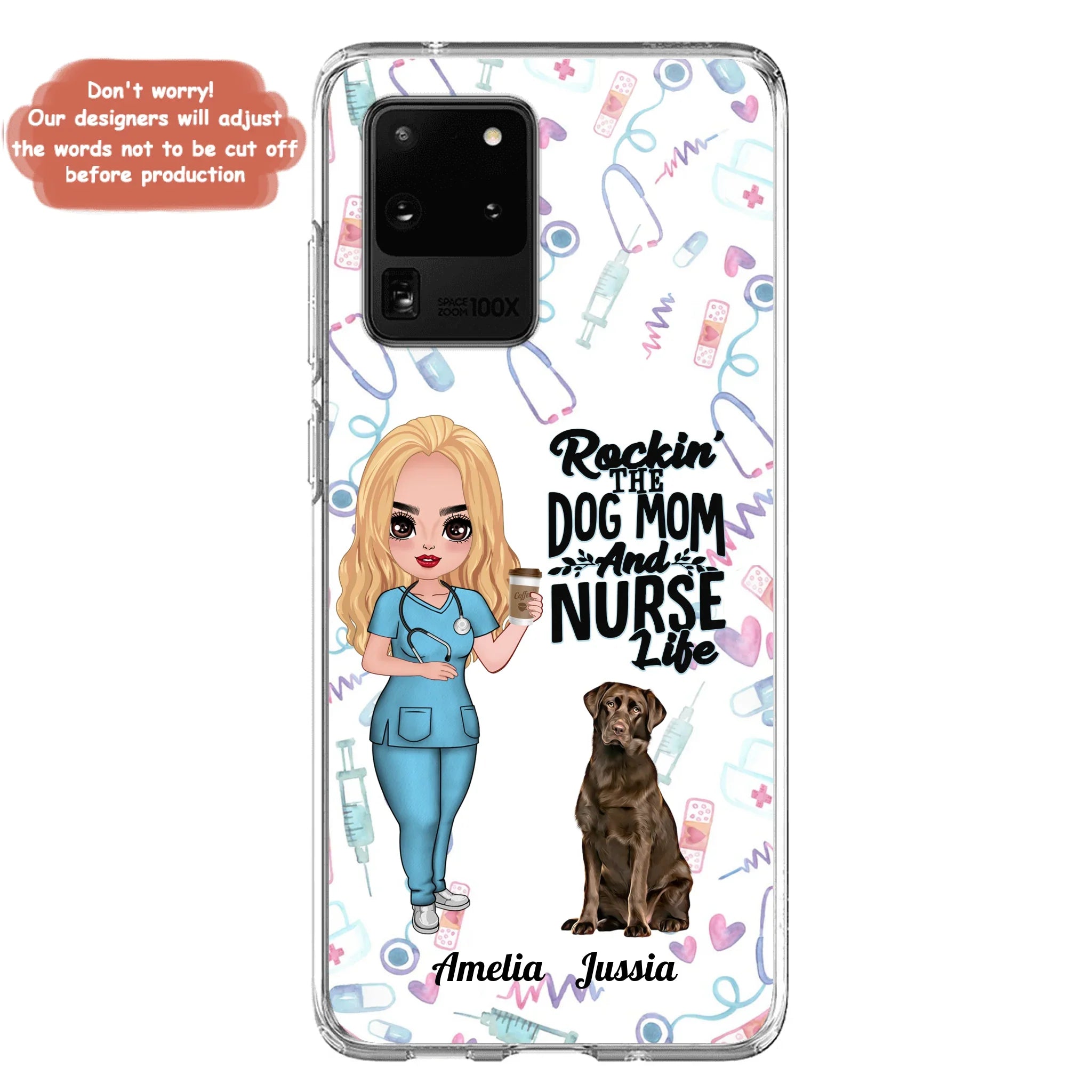 Custom Personalized Nurse Dog Mom Phone Case - Upto 5 Dogs - Gift Idea For Dog Lover - Rockin' The Dog Mom And Nurse Life - Case For iPhone And Samsung