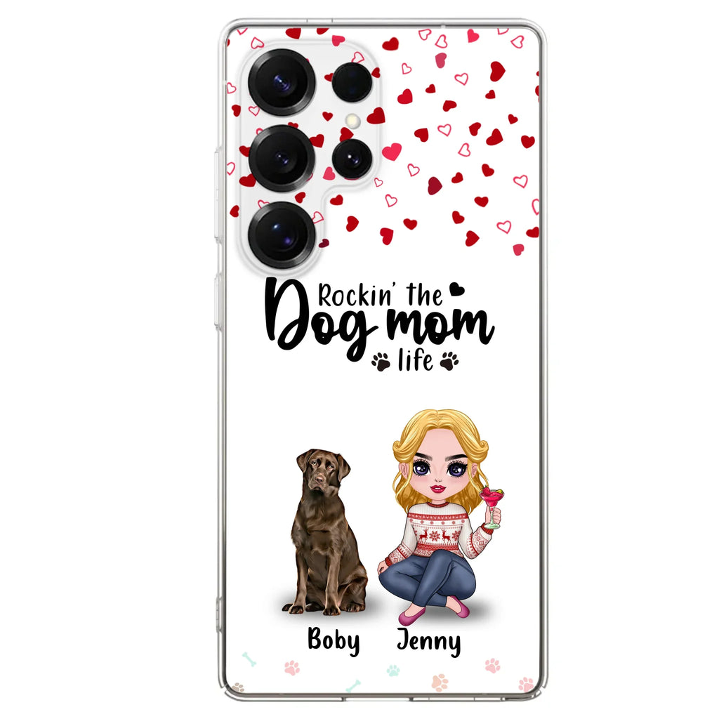 Custom Personalized Dog Mom Front Phone Case - Upto 5 Dogs - Gift Idea For Dog Lover - Rockin' The Dog Mom Life - Case For iPhone And Samsung
