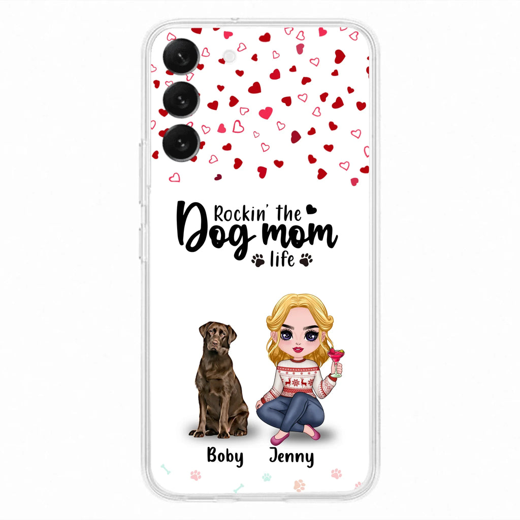 Custom Personalized Dog Mom Front Phone Case - Upto 5 Dogs - Gift Idea For Dog Lover - Rockin' The Dog Mom Life - Case For iPhone And Samsung