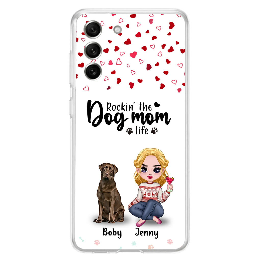 Custom Personalized Dog Mom Front Phone Case - Upto 5 Dogs - Gift Idea For Dog Lover - Rockin' The Dog Mom Life - Case For iPhone And Samsung