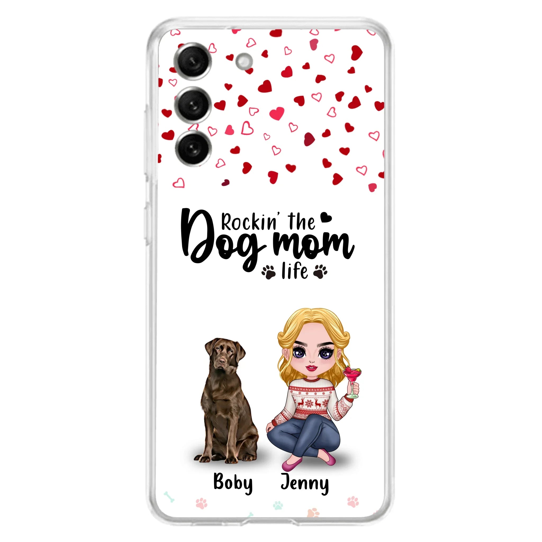 Custom Personalized Dog Mom Front Phone Case - Upto 5 Dogs - Gift Idea For Dog Lover - Rockin' The Dog Mom Life - Case For iPhone And Samsung