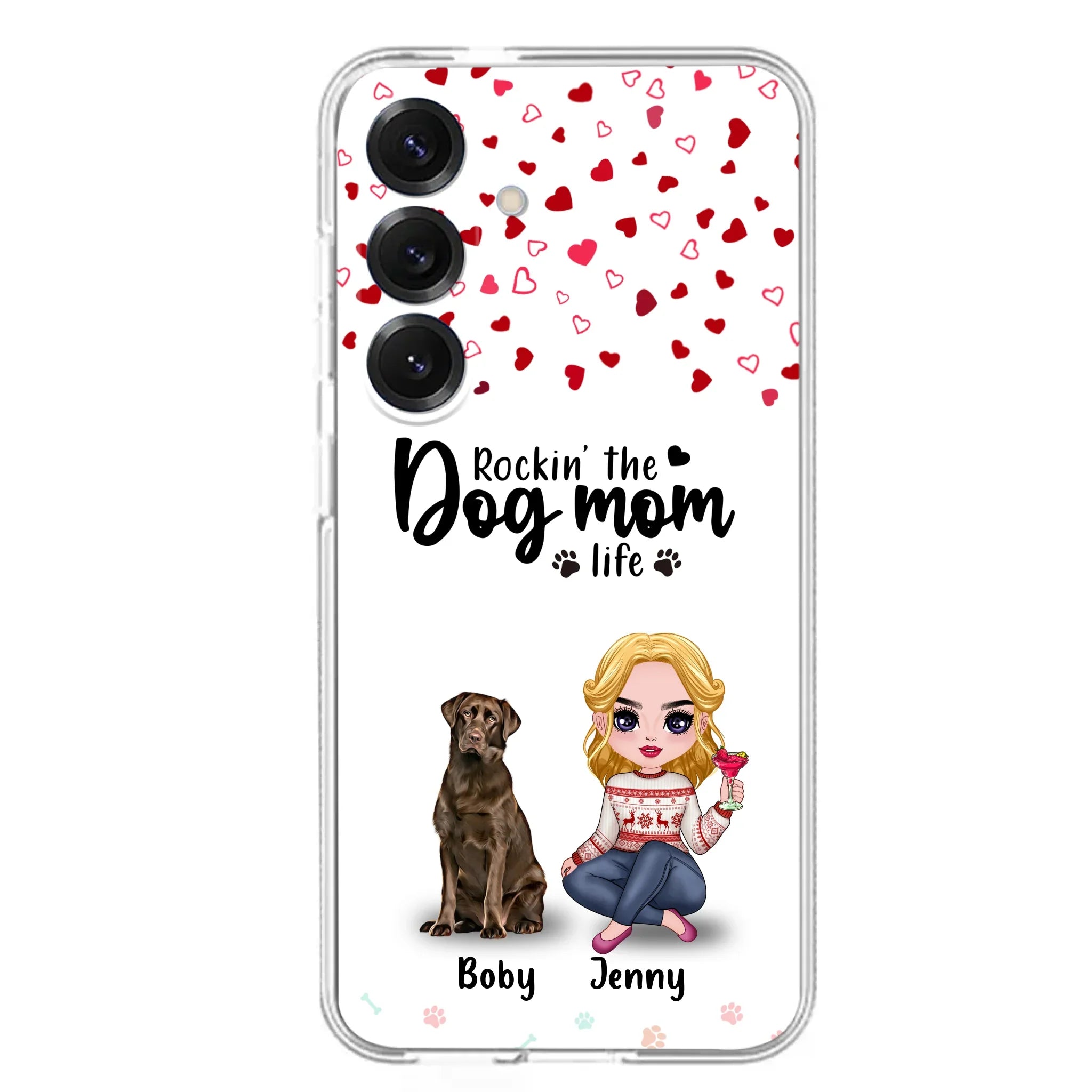 Custom Personalized Dog Mom Front Phone Case - Upto 5 Dogs - Gift Idea For Dog Lover - Rockin' The Dog Mom Life - Case For iPhone And Samsung
