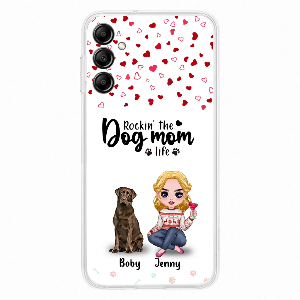 Custom Personalized Dog Mom Front Phone Case - Upto 5 Dogs - Gift Idea For Dog Lover - Rockin' The Dog Mom Life - Case For iPhone And Samsung