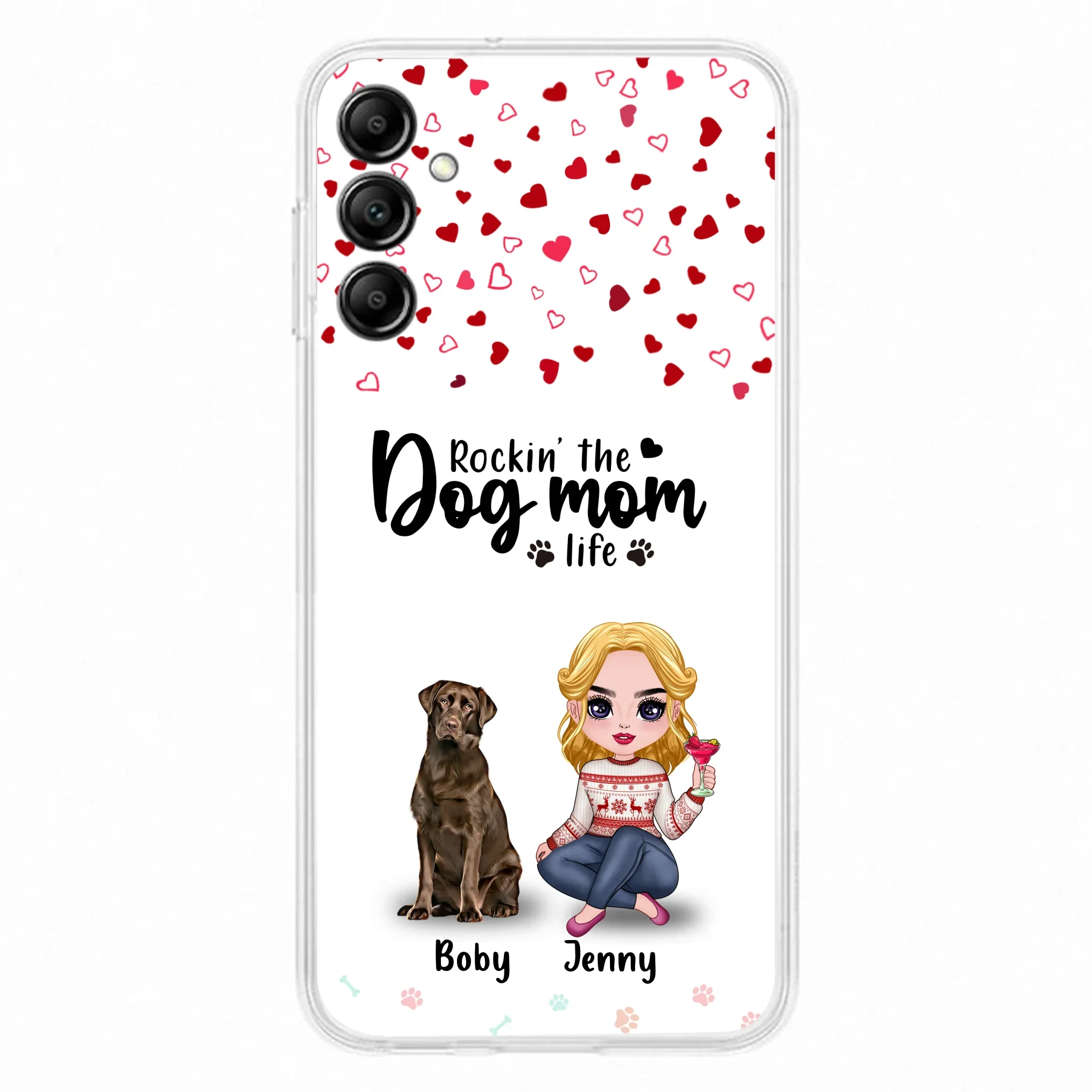 Custom Personalized Dog Mom Front Phone Case - Upto 5 Dogs - Gift Idea For Dog Lover - Rockin' The Dog Mom Life - Case For iPhone And Samsung