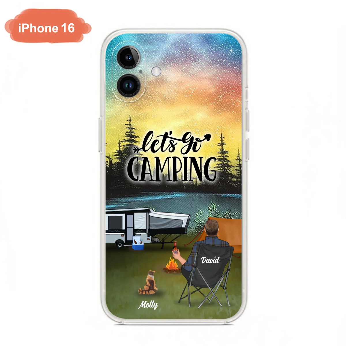 Custom Personalized Night Camping Phone Case - Solo/ Couple With Upto 6 Pets - Gift For Camping Lover - Let's Go Camping - Case For iPhone And Samsung