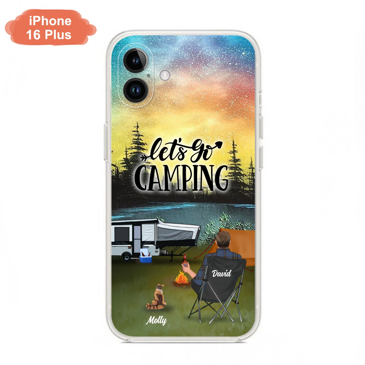 Custom Personalized Night Camping Phone Case - Solo/ Couple With Upto 6 Pets - Gift For Camping Lover - Let's Go Camping - Case For iPhone And Samsung