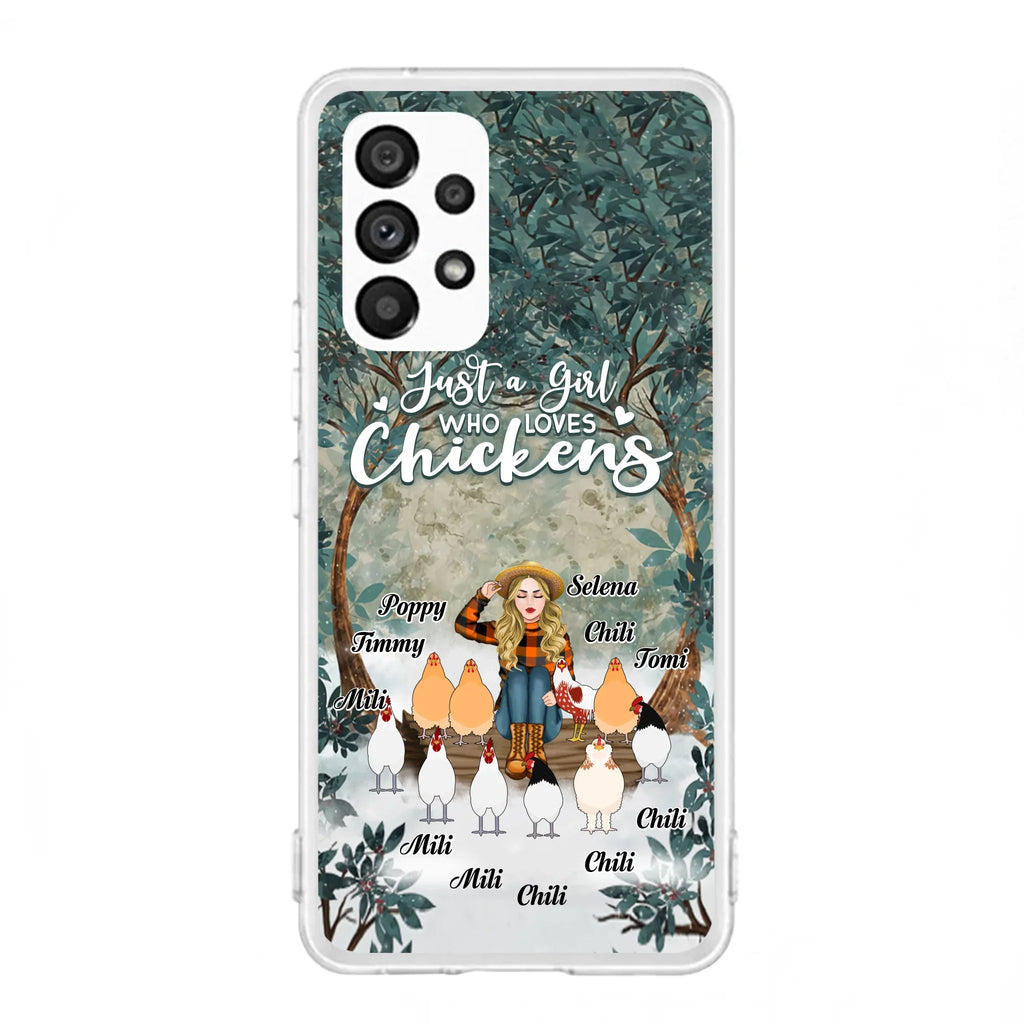 Custom Personalized Just A Girl Who Loves Chickens Phone Case - Girl With Upto 10 Chickens - Case For iPhone And Samsung